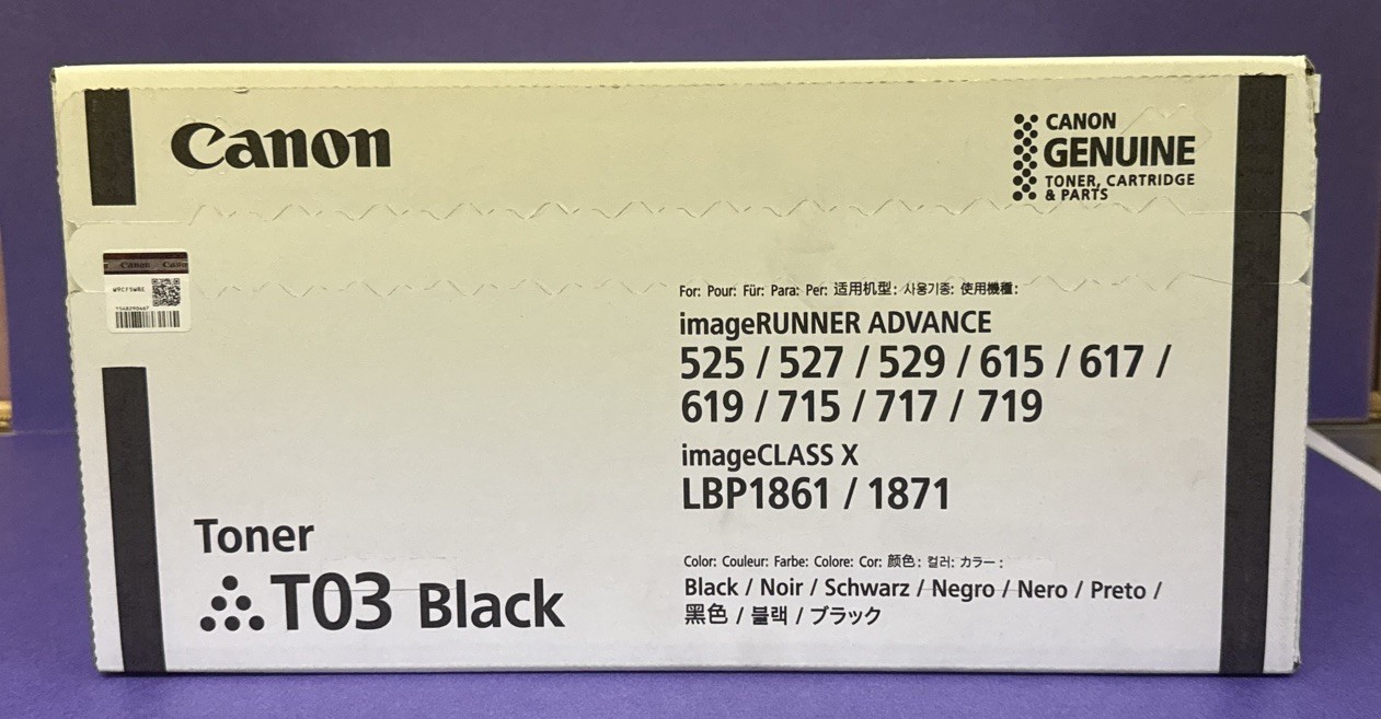 Canon Genuine T03 Black Toner Cartridge – New Sealed- image RUNNER 525/615/715