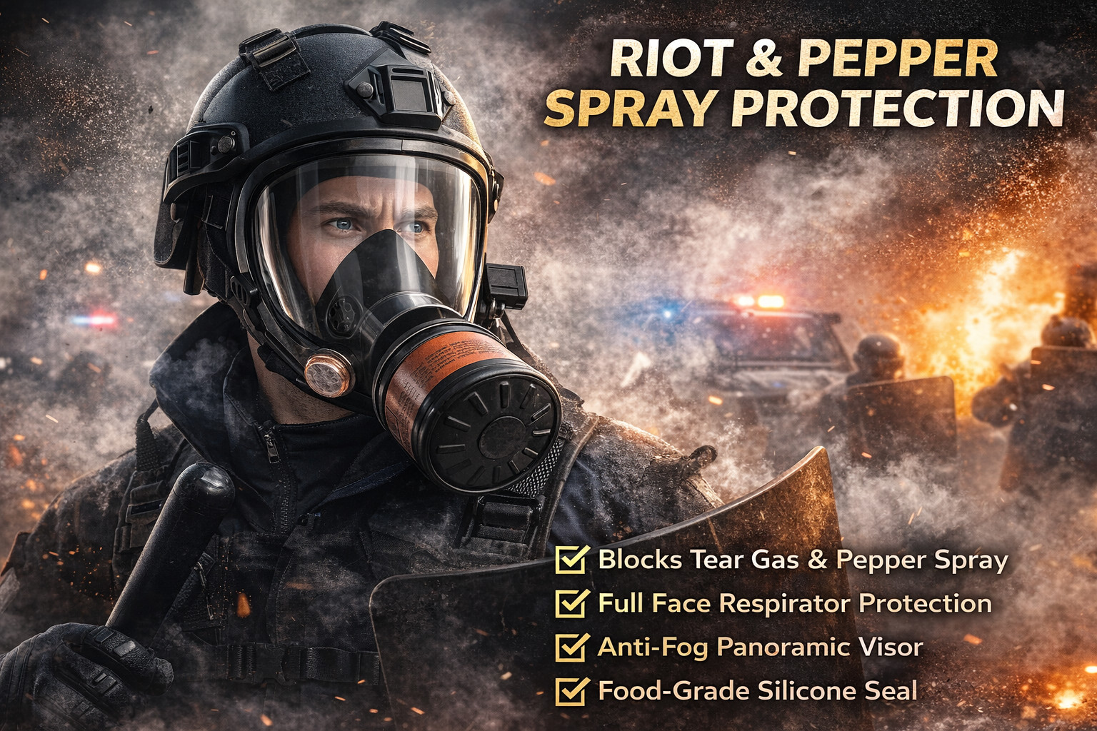 Full Face Gas Mask Respirator – Tear Gas Protection – Veteran Owned Seller Masks