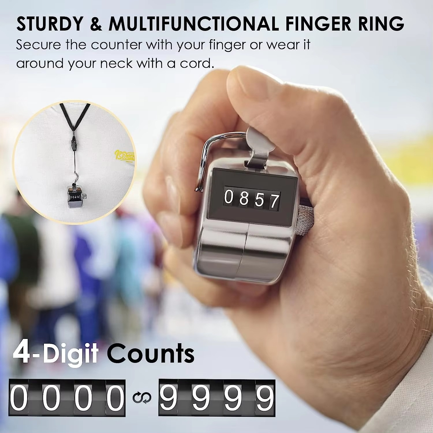 4 Digit Metal Hand Tally Counter Clicker Mechanical Number Count Pitch Counter 1