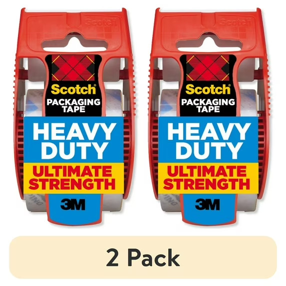 (2 pack) Scotch Heavy Duty Packaging Tape, Clear, 1.88 in. x 25.6 yd