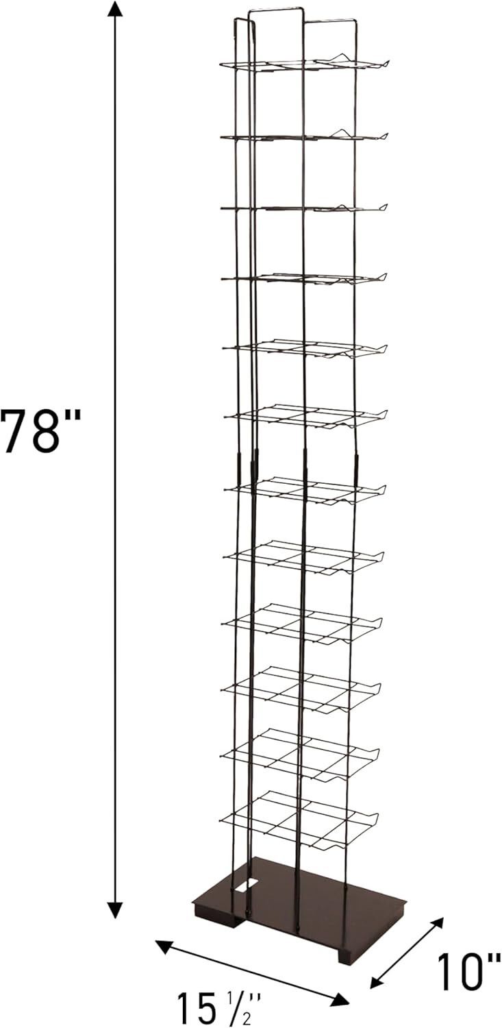 72 Hats Cap Hat Rack 12-Tier Baseball Tower Black Floor Standing Display 78″ H