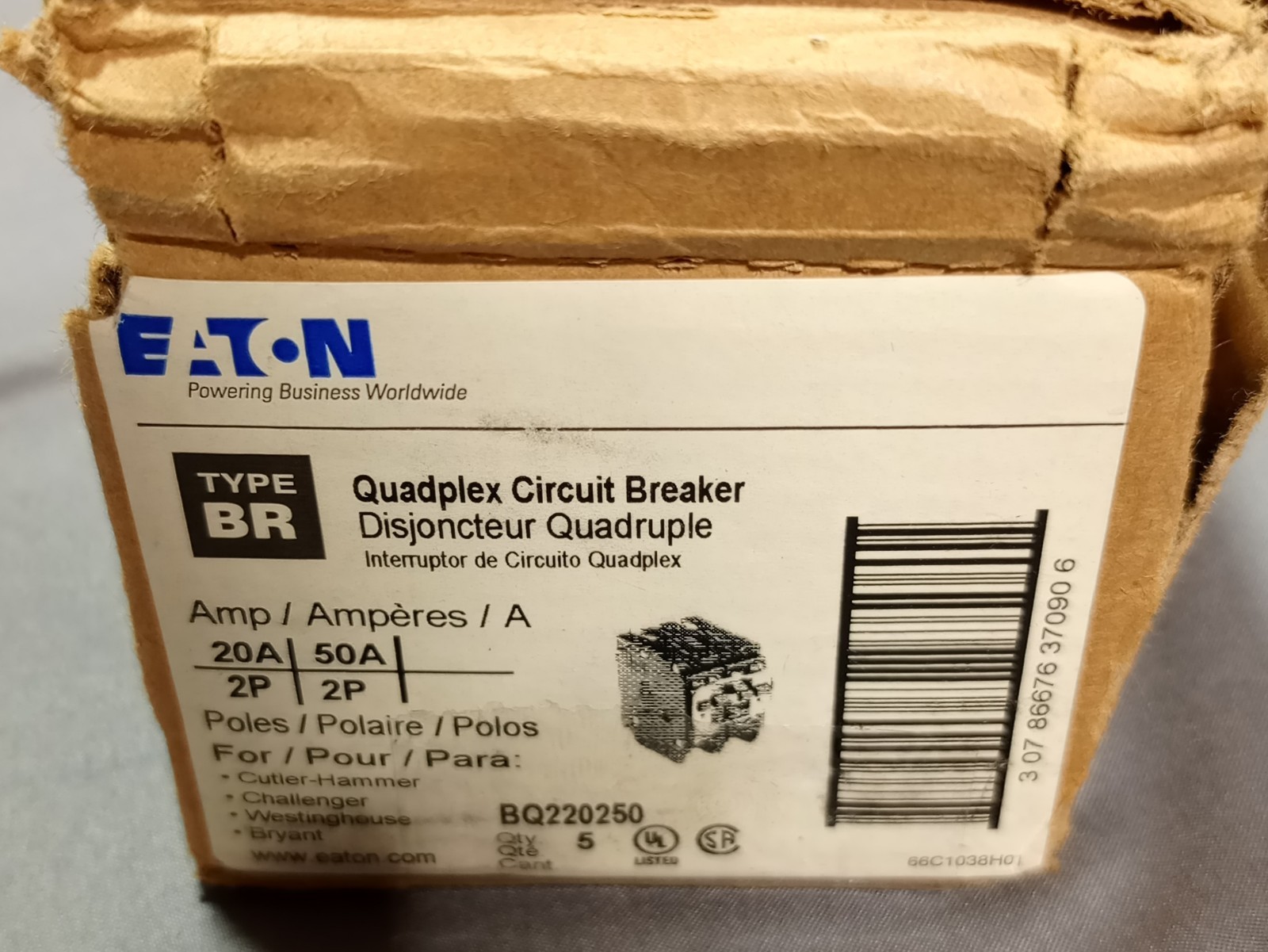 Lot Of 5 Eaton Circuit Breaker