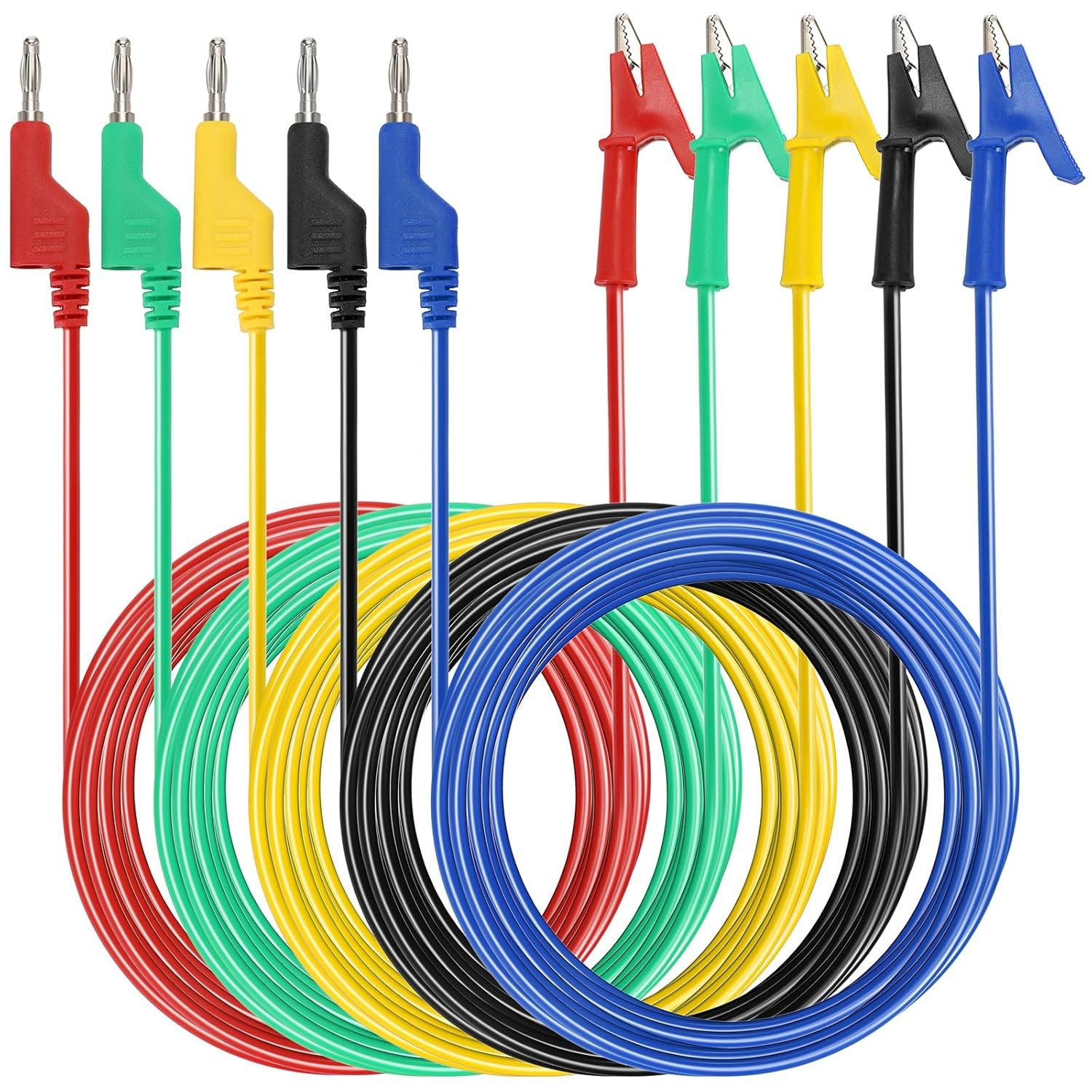Sumnacon Multimeter Banana Plug to 9.8Ft/3M, Yellow, Blue, Black, Red, Green