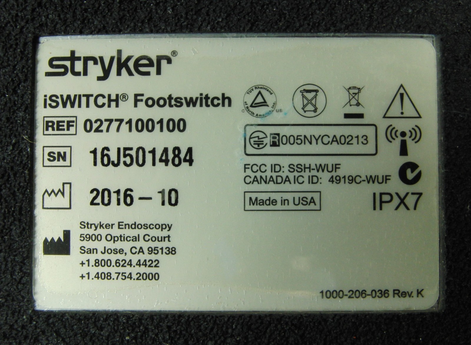 Lot of (2) Stryker iSWITCH 0277100100 Wireless Foot Switch