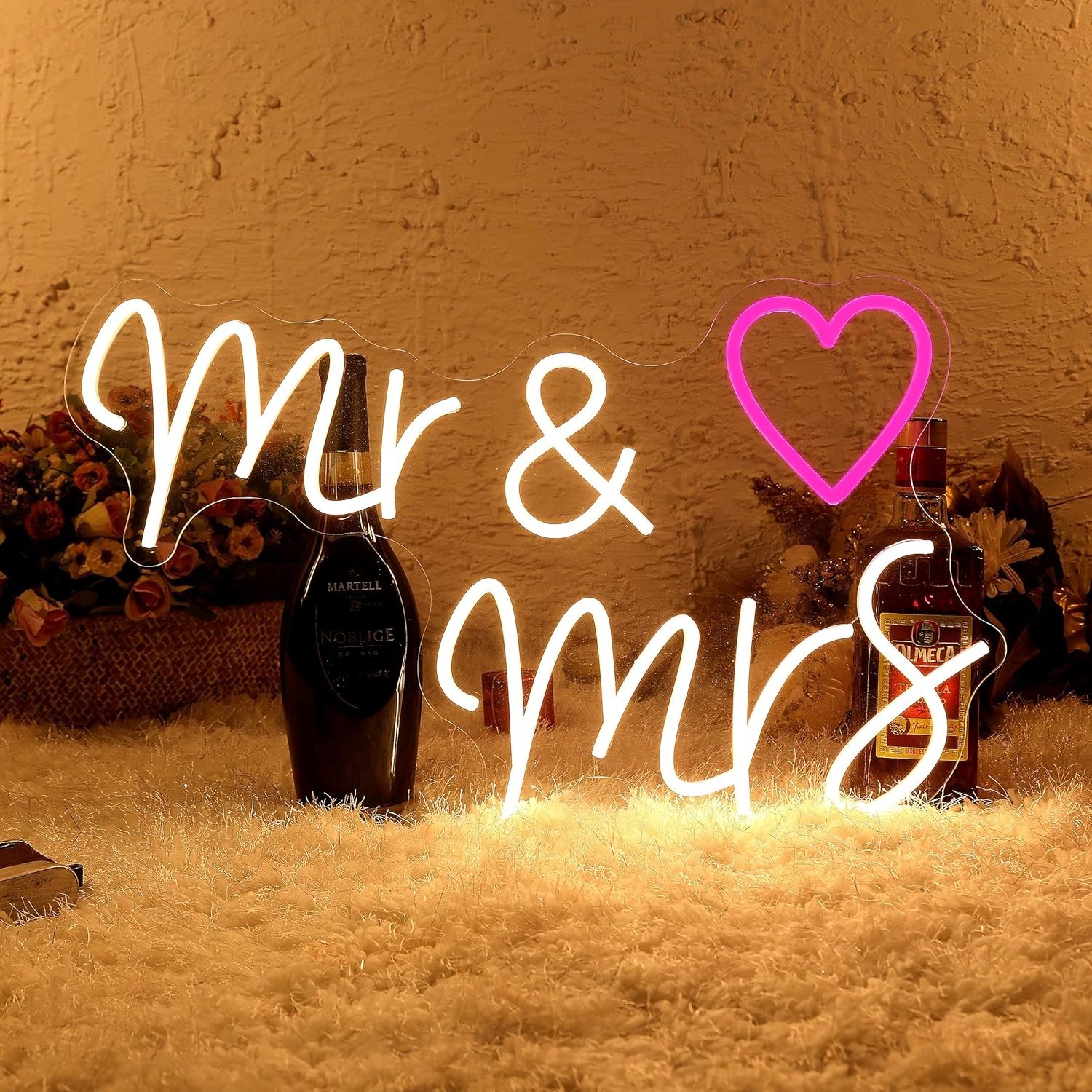 Led Neon Sign «Mr & Mrs» Heart 23″ x14″ Large 110V Wall Decor Wedding Party