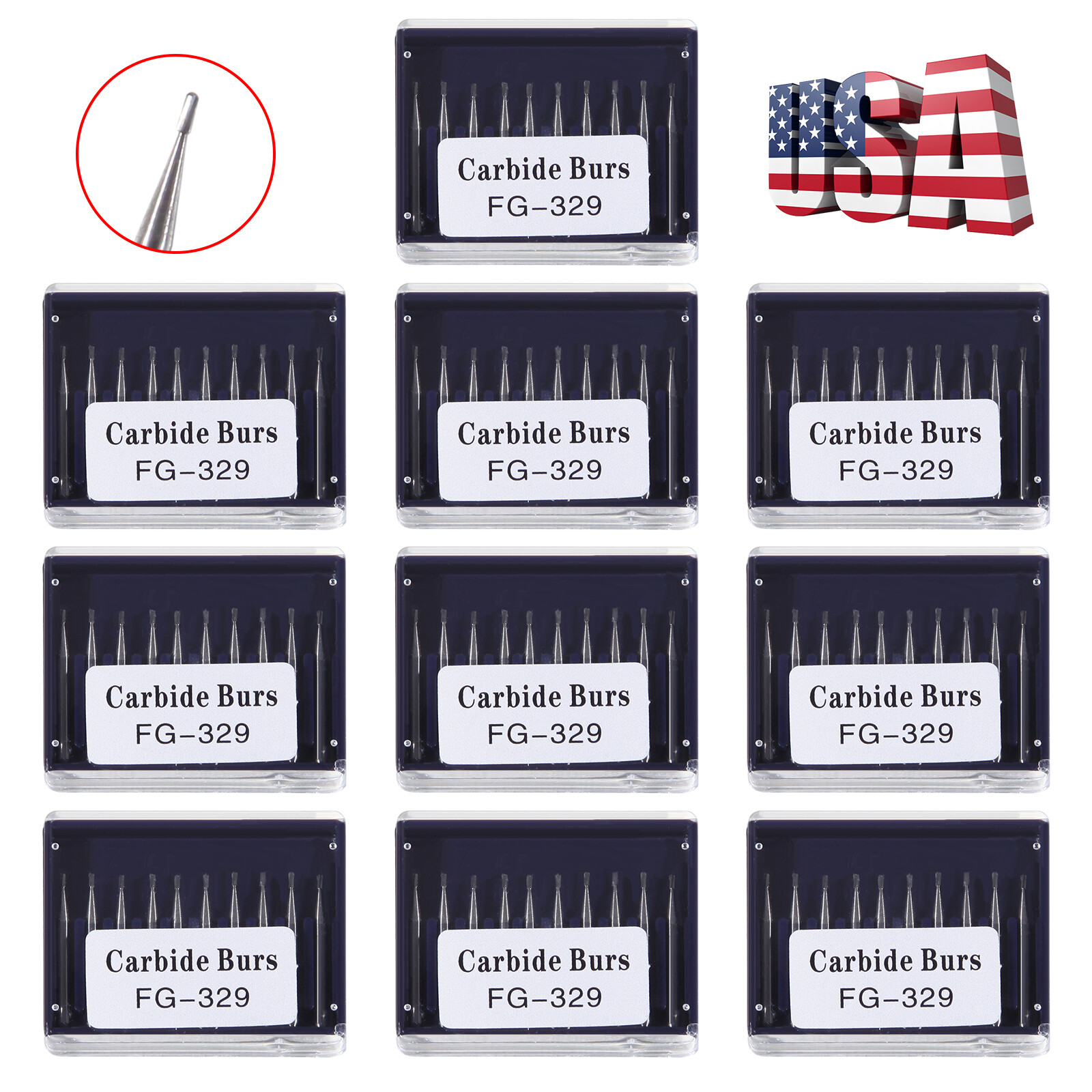 Dental Carbide Burs Tungsten Bur FG # 329 Pear Shape for High Speed Handpiece ty