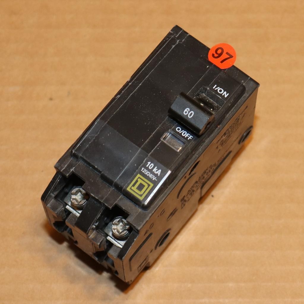 One Square D QO260 2 Pole 60 Amp Plug In Circuit Breaker OG#97