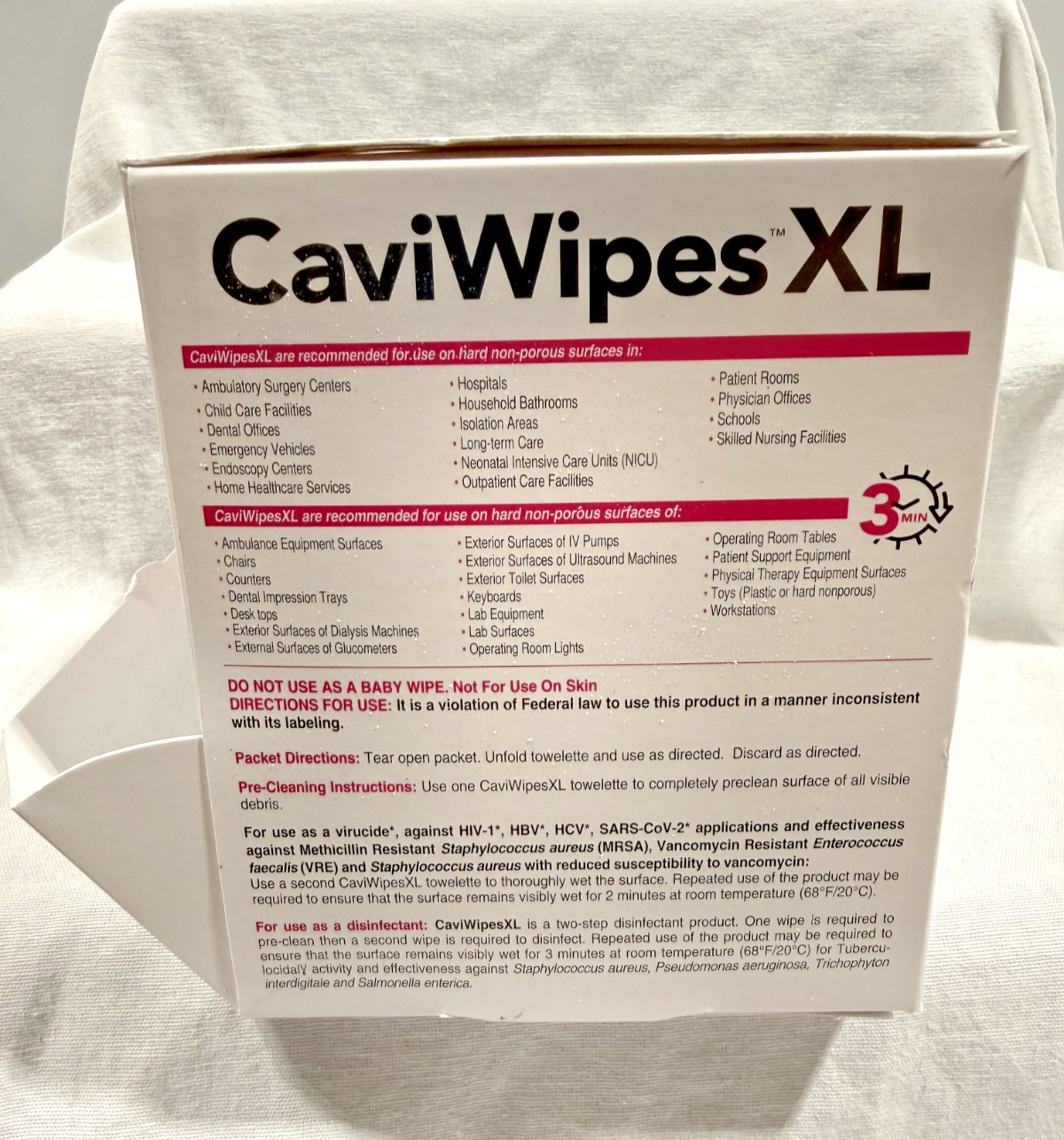 Metrex CaviWipes XL Disinfecting Wipes 50 Count Canister Hospital Medical New