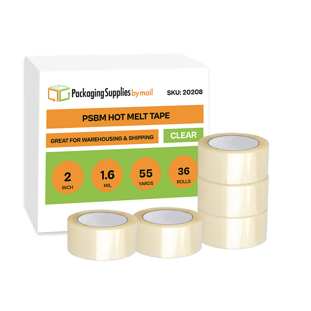 36 Rolls Clear Hotmelt Shipping Packaging Tape 2″ x 55 Yds, Packing Tape 1.6 Mil