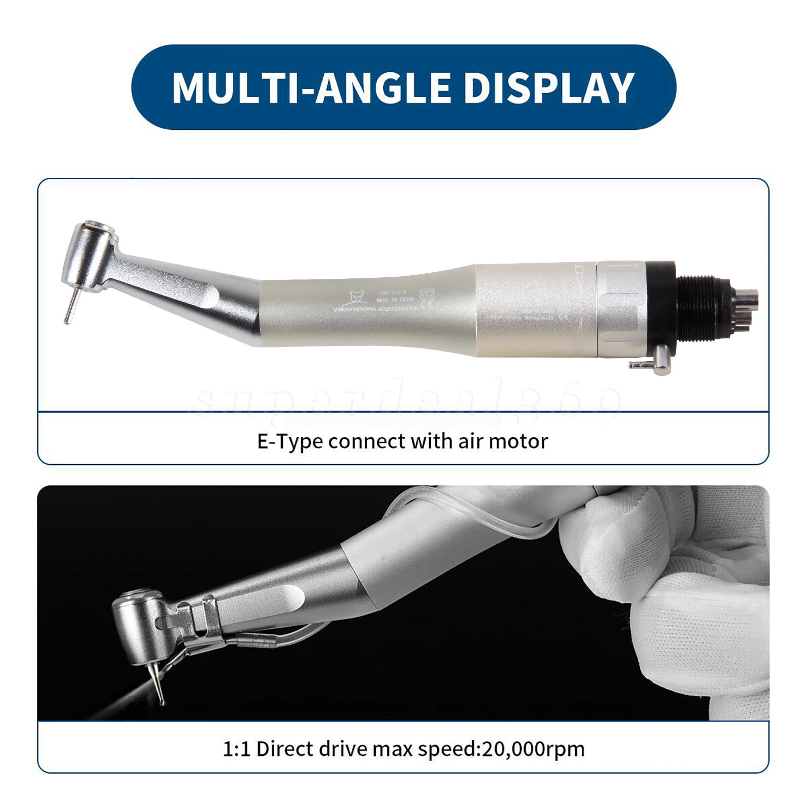Dental Push Button Low Speed Contra Angle Handpiece E-type Fit FG 1.6mm Burs SA