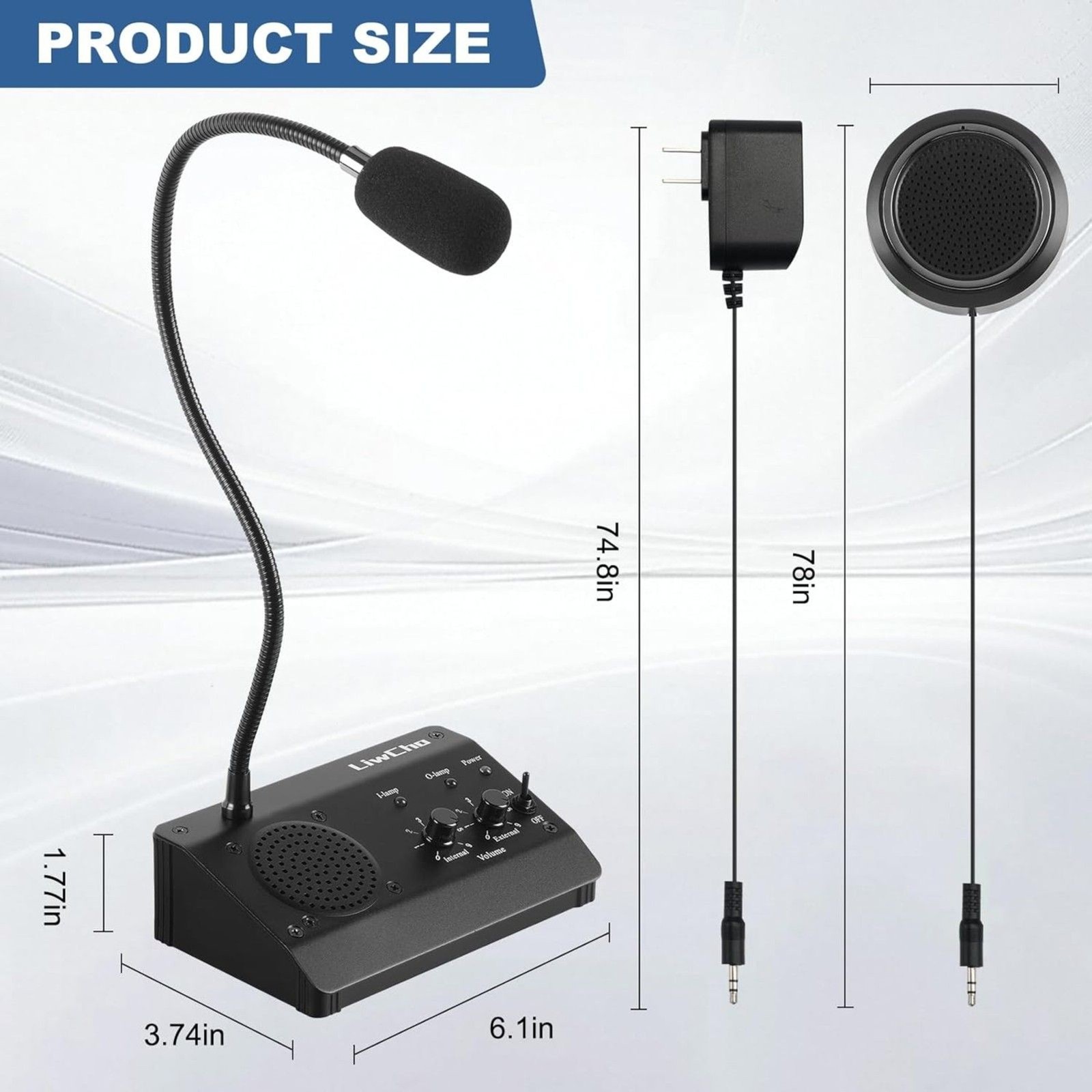 Dual-Way Window Intercom Speaker System Counter Mic Black LC-1908