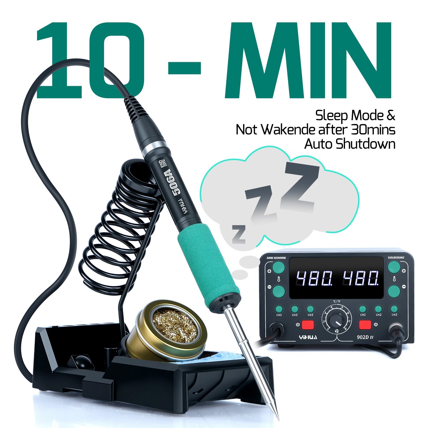 YIHUA 902D-IV T12 Soldering & Hot Air Rework Station Kit Digital Adjustable Temp