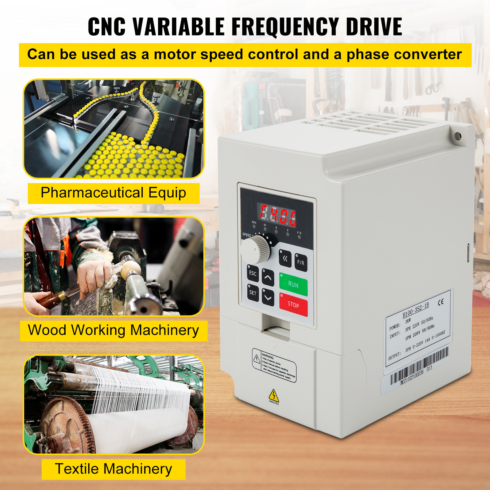 VEVOR 3KW 4HP 220V Variable Frequency Drive Inverter Converter 1 To 3 Phase VFD