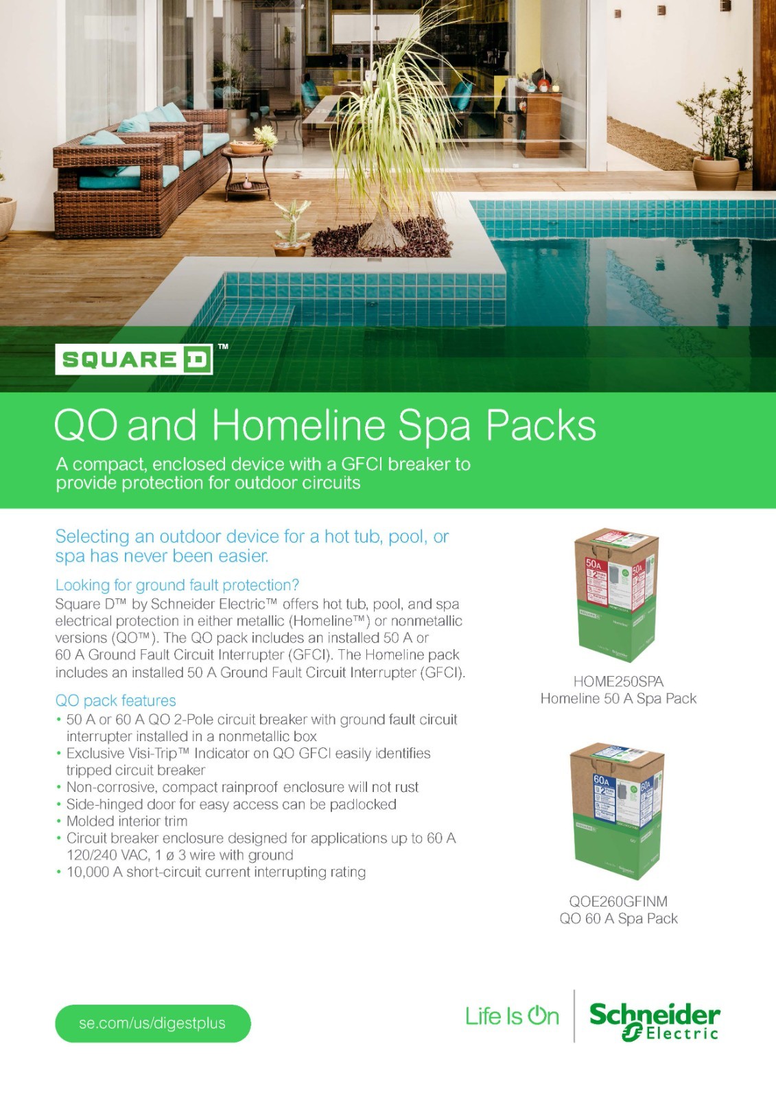 50A Outdoor Spa Disconnect with Required GFCI Breaker Homeline HOME250SPA
