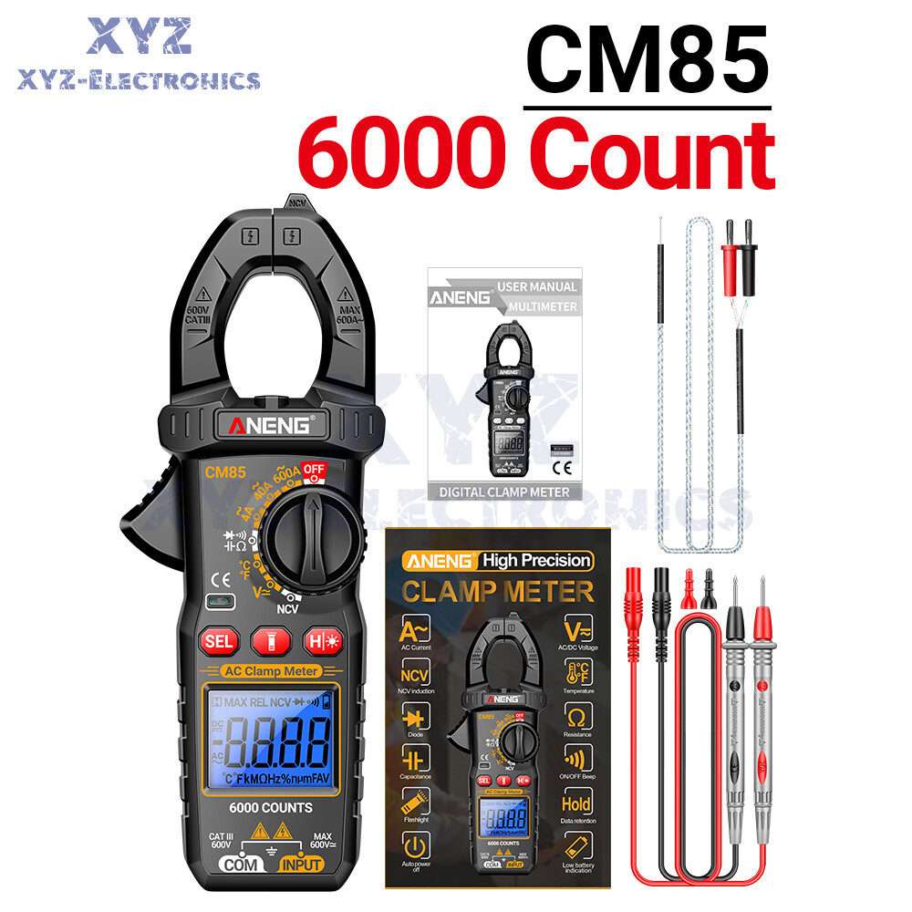 ANENG Digital Clamp Meter 6000 Count Multimeter NVC Amp AC DC Volt Current Test