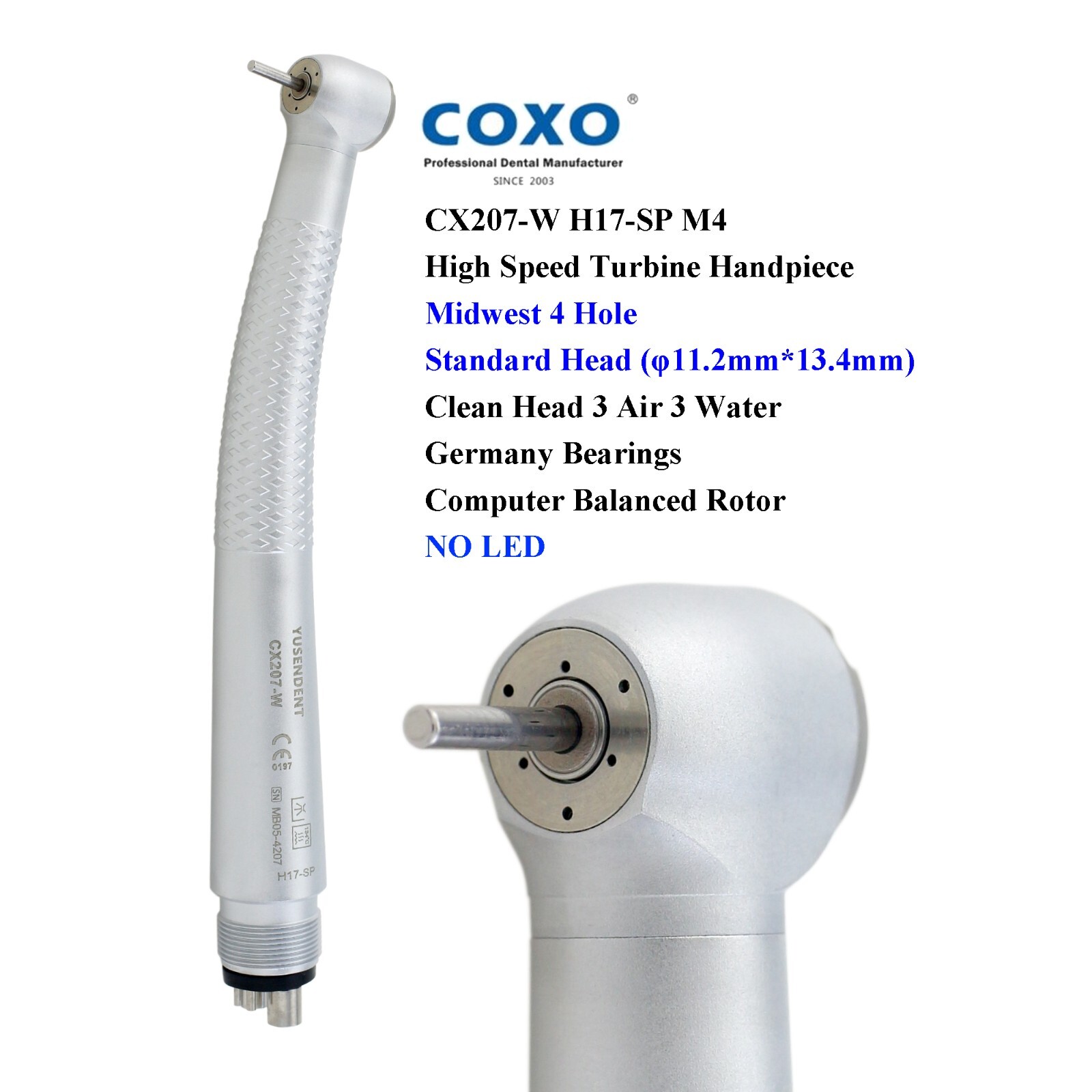 5x COXO Dental Handpiece High Speed Turbine Midwest 4 Hole CX207-W H17-SP M4