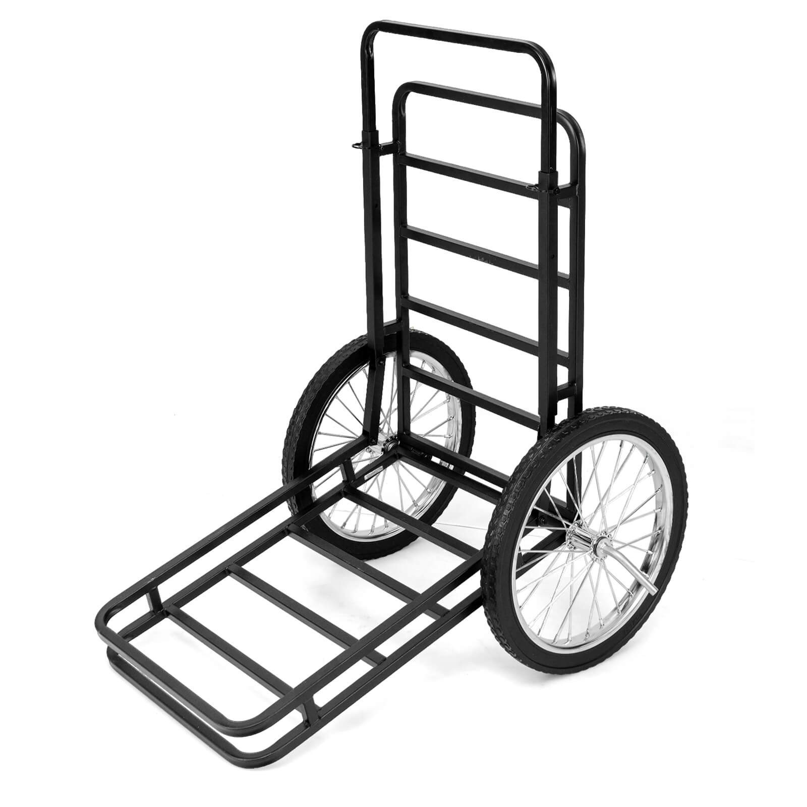 550 LBS Double-Layer Deer Cart w/20″ Rubber Wheels Heavy-Duty Flat Hauling Dolly