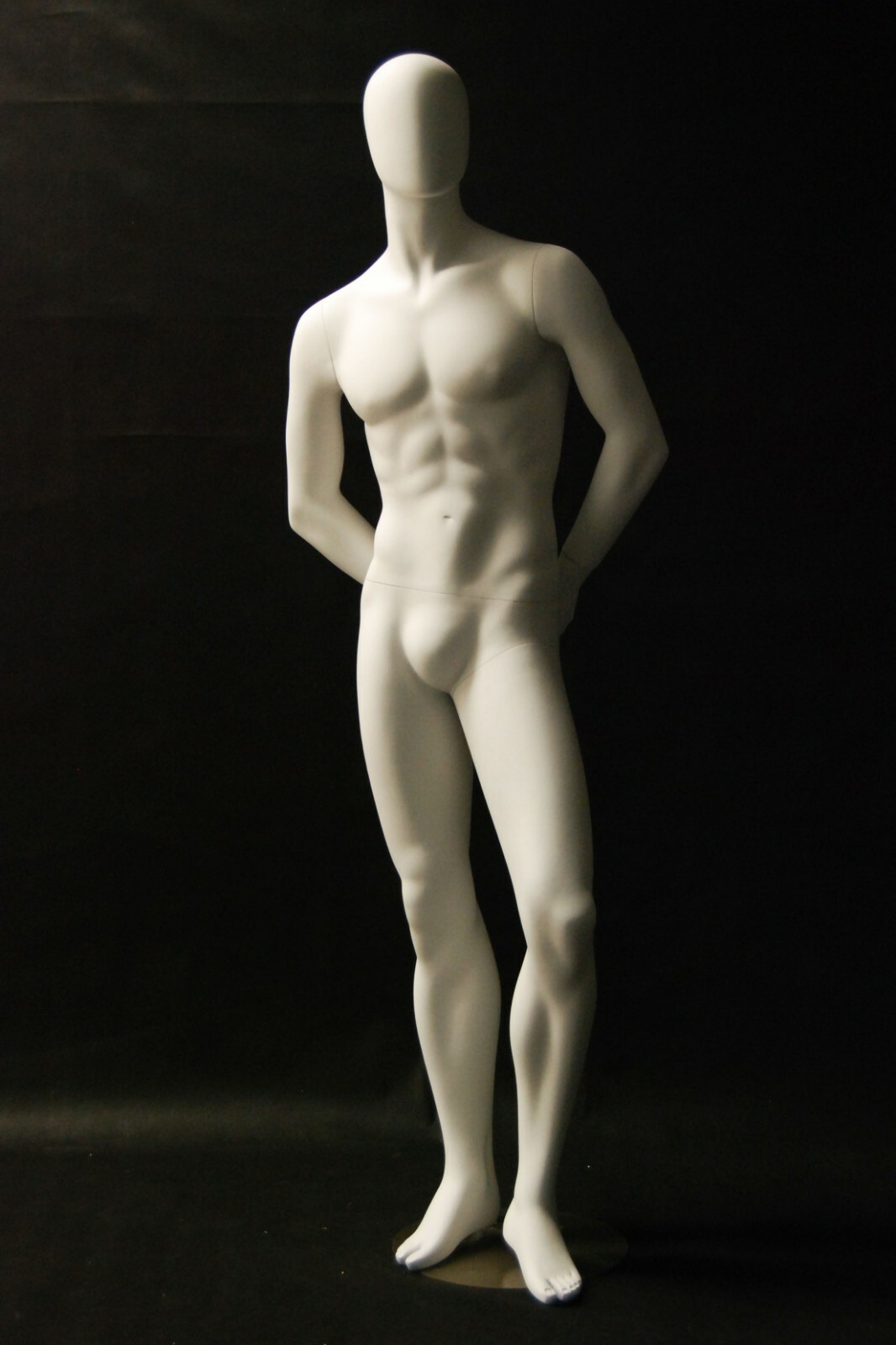 Adult Male Matte White Faceless Fiberglass Standing Mannequin with Base