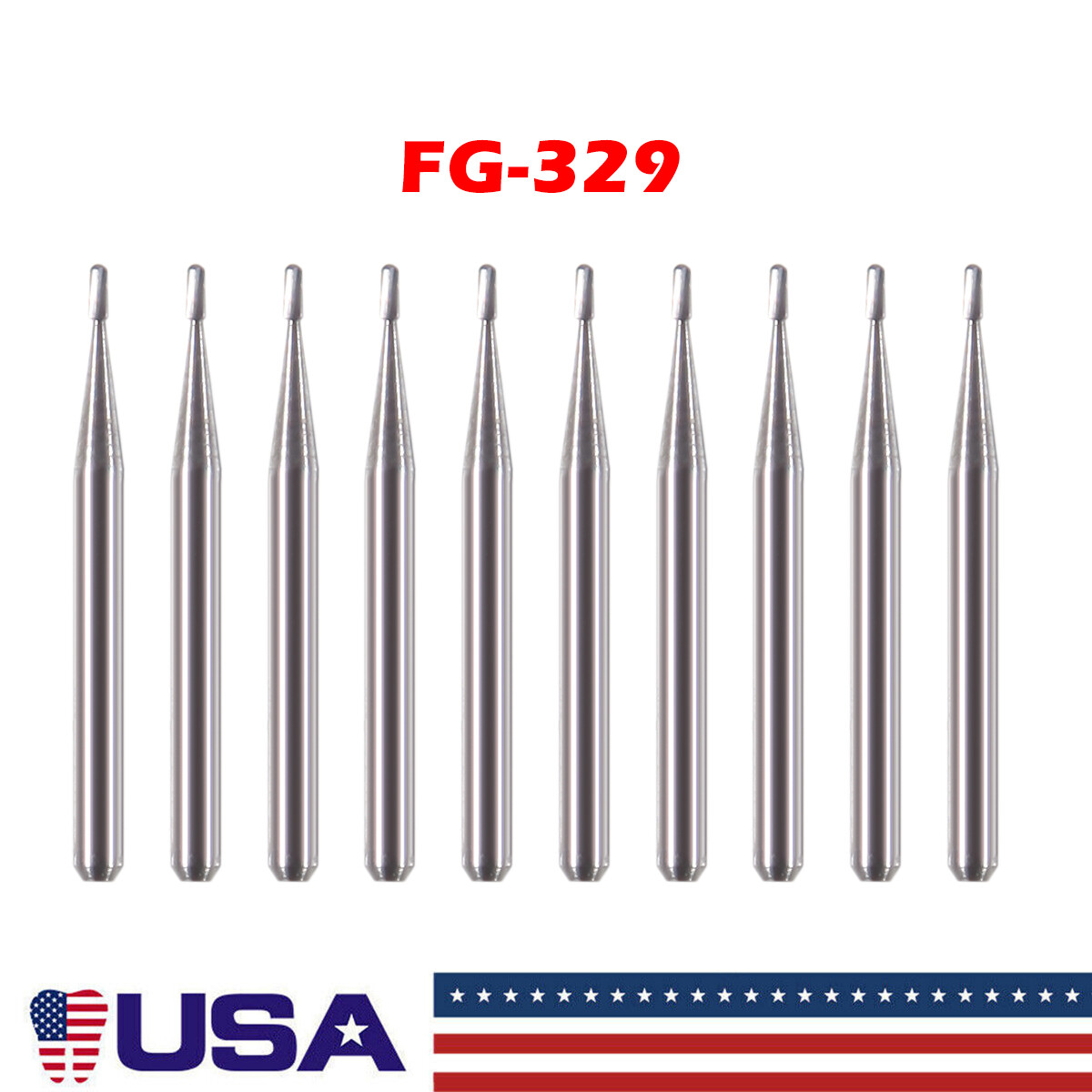 10Pcs Dental Carbide Bur FG 329 Pear for High Speed Handpiece Friction Grip Burs