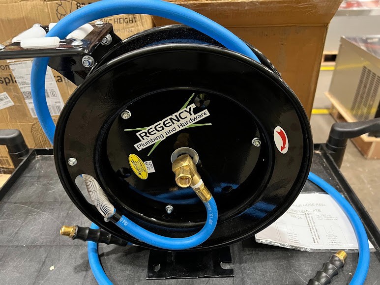 Regency Open Powder-Coated Steel Hose Reel with 15′ x 3/8″ Hose