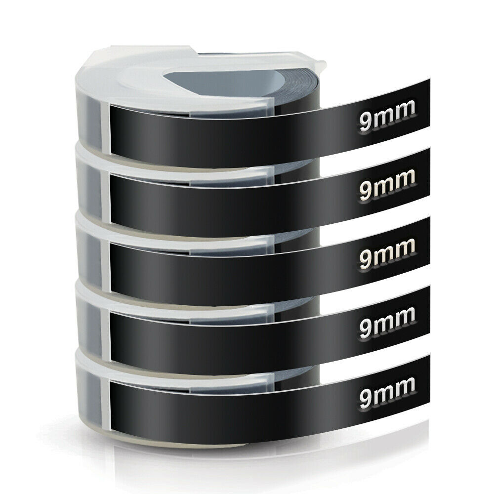 5PK For DYMO Organizer Xpress Label Maker 3D Embossing Tape 520109 Black 3/8″
