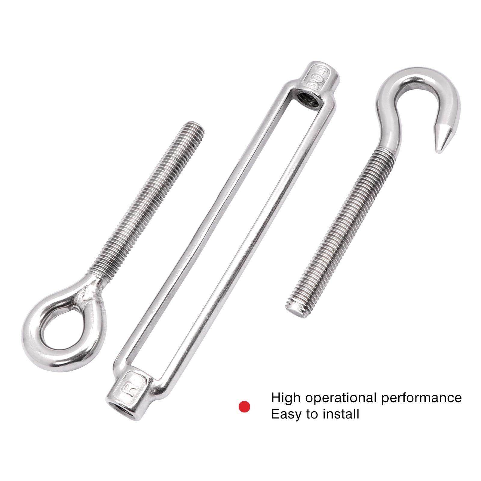 3/8 Inch Turnbuckle Hook Eye M10 Turnbuckles For Wire Rope Tension 304 Stainle