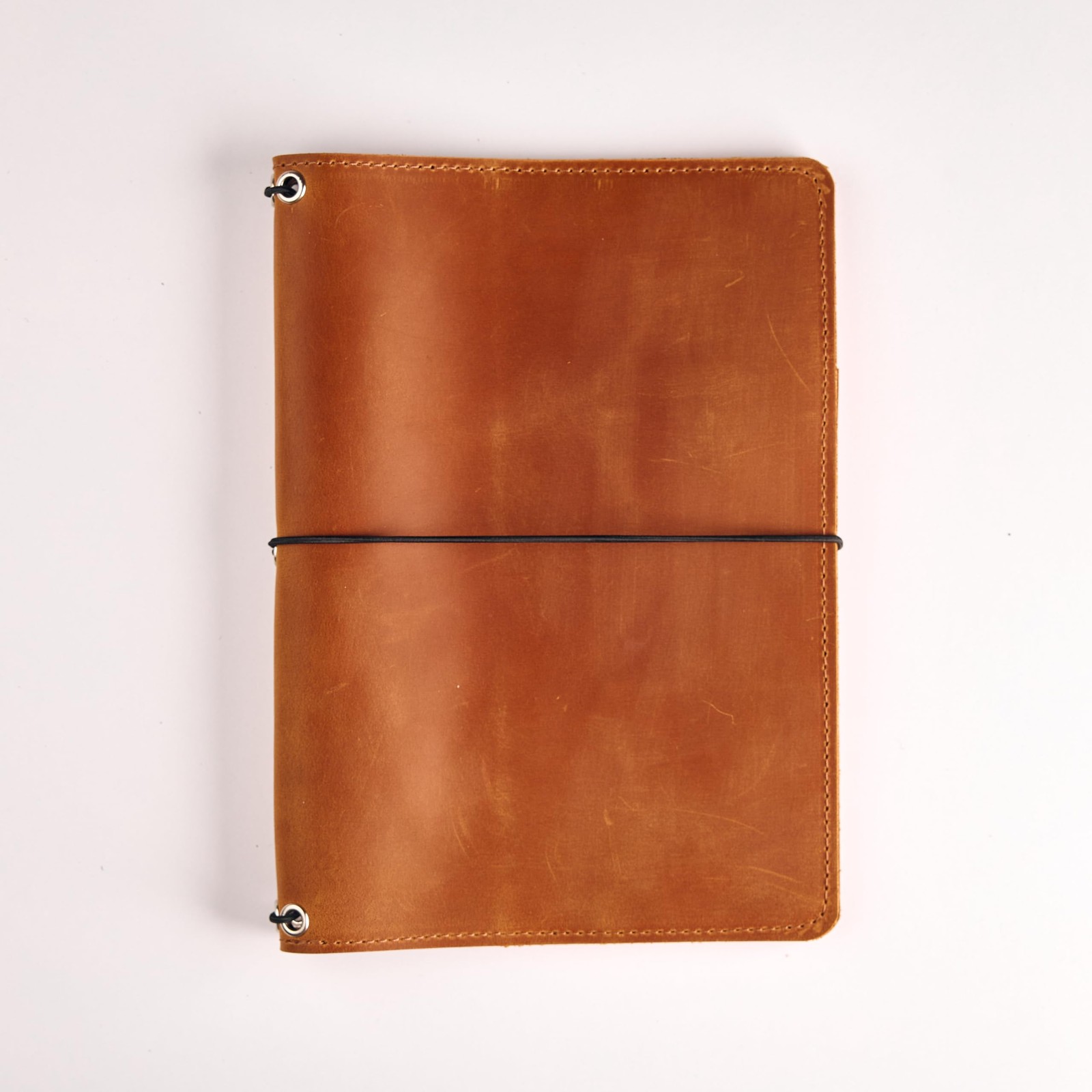 Genuine Leather Journal Cover A5 – Refillable Notebook Organizer with 3 Elast…