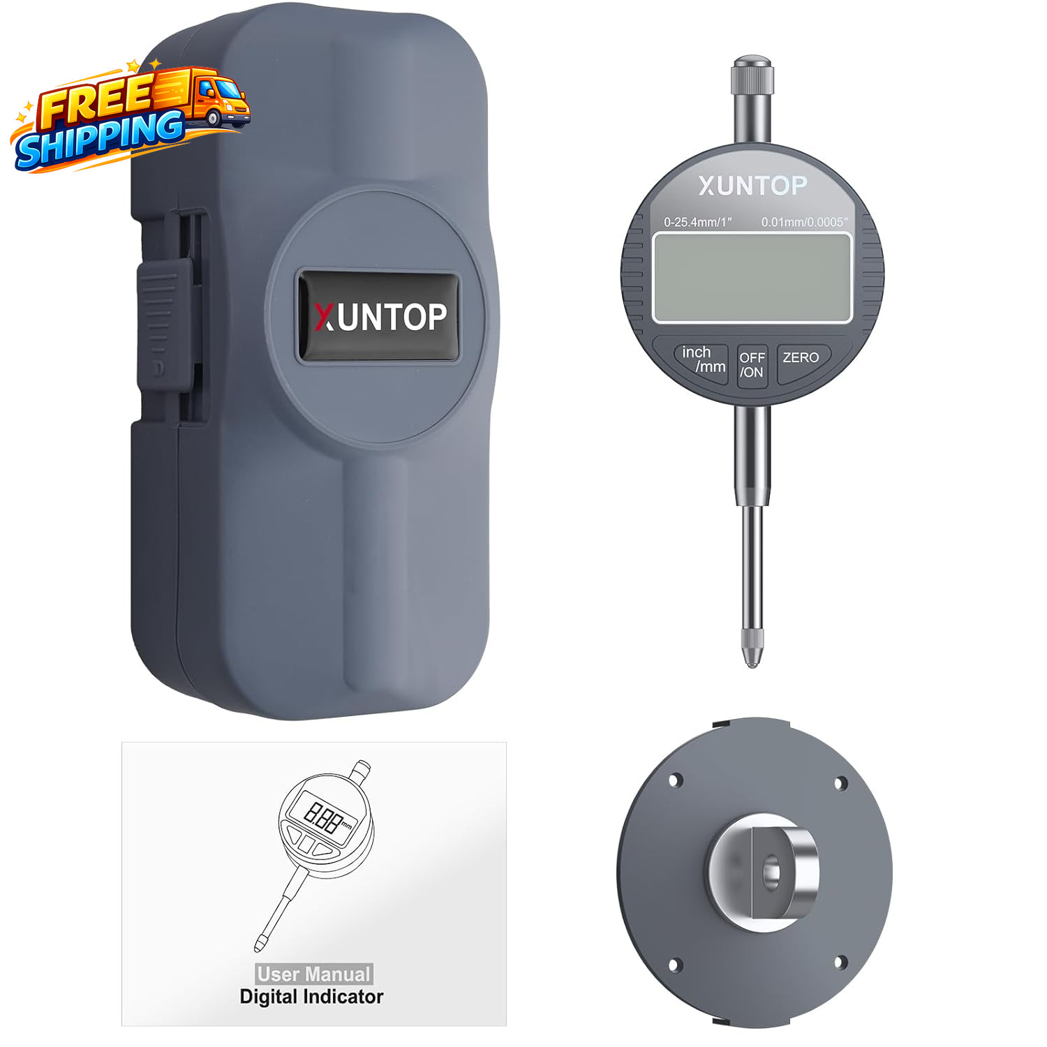 Digital Dial Indicator 1Inch/0.0005Inch LCD Display Electronic Dial Test