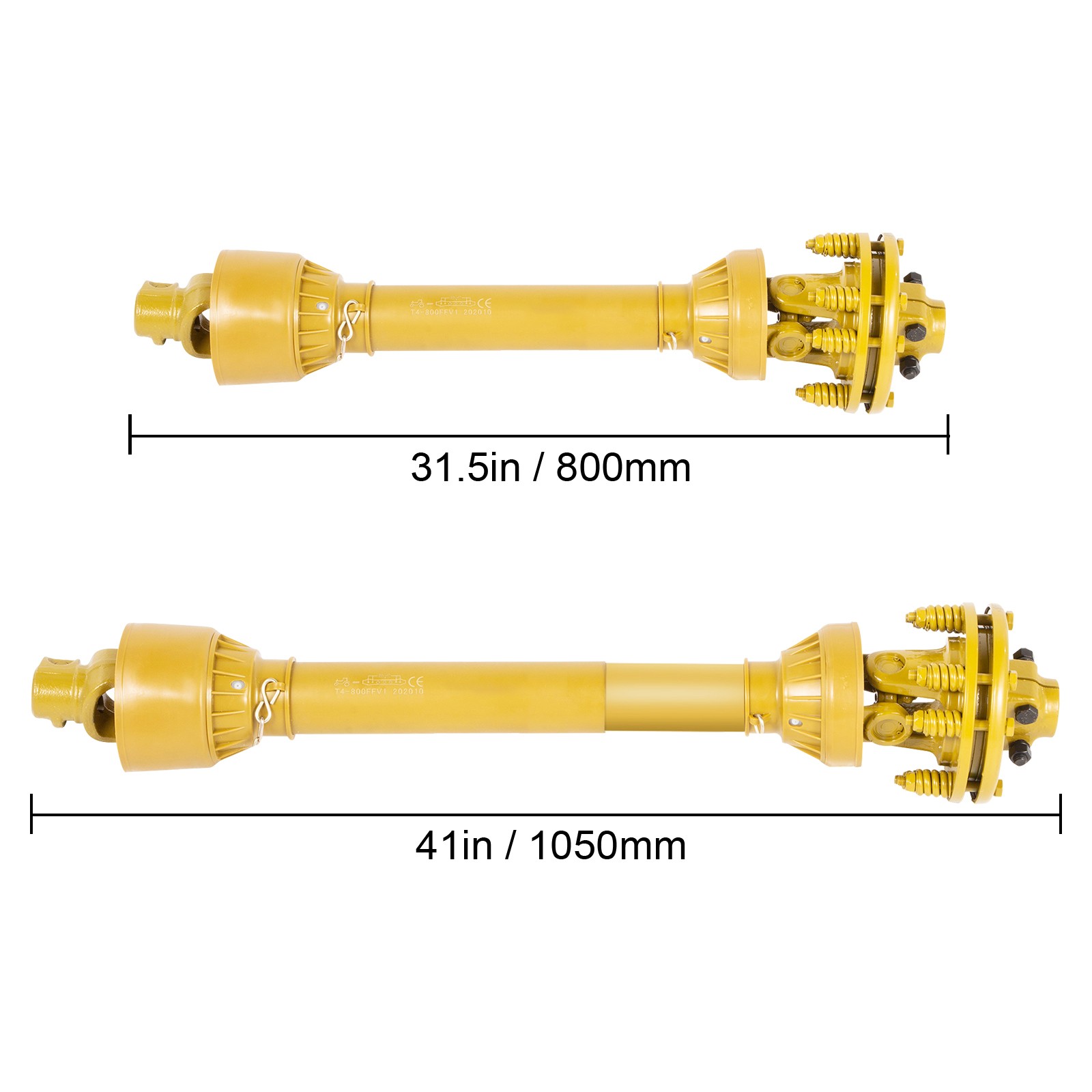 VEVOR PTO Shaft PTO Drive Shaft 1-3/8″x6 Spline w/Slip Clutch Yellow T4 31.5-41″