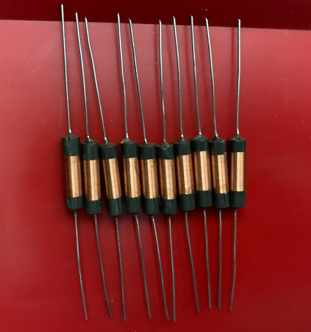 10x 4632 J.W MILLER INDUCTOR 100UH 400MA 5% 3 OHM AXIAL 7.4 x 22.22mm