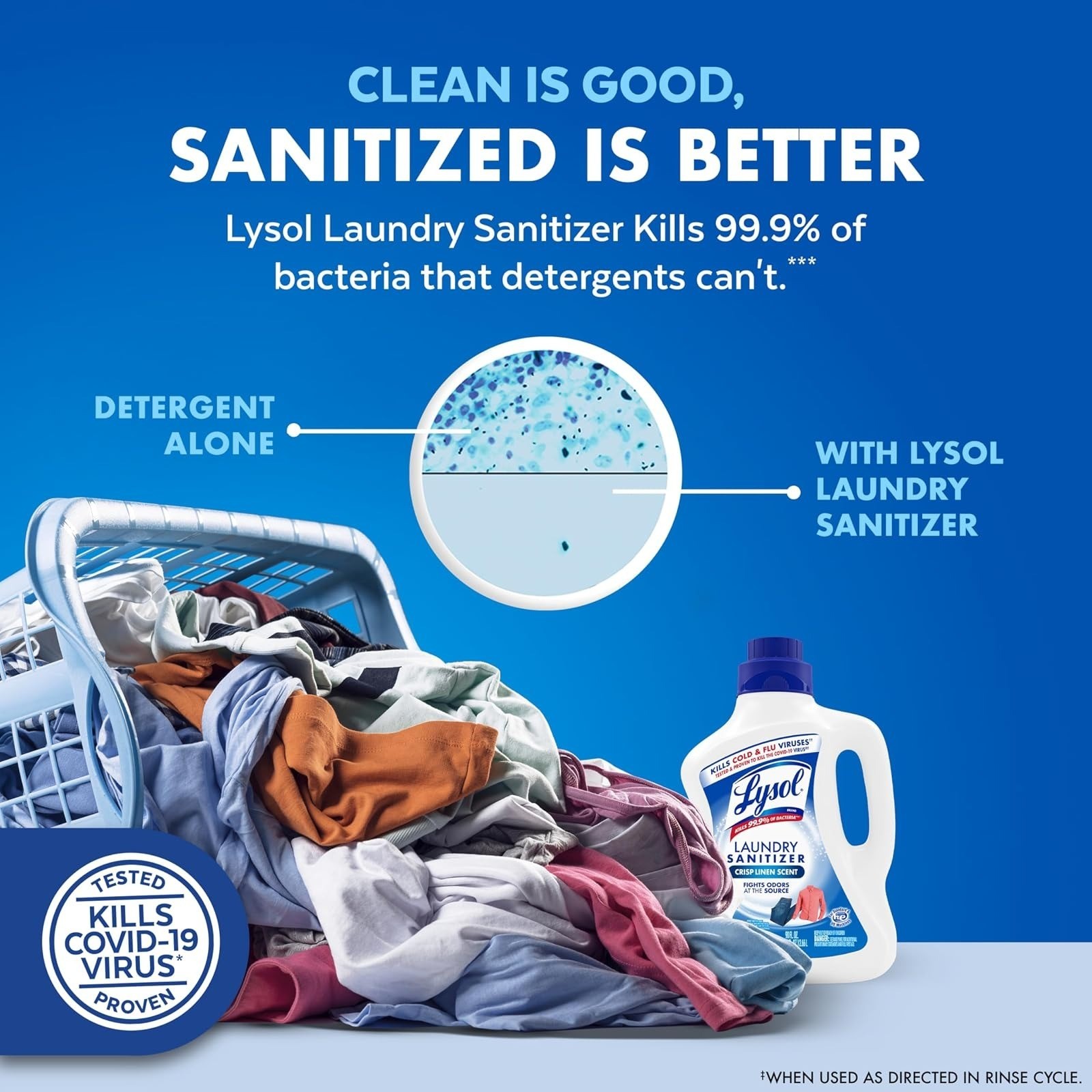 Lysol Laundry Sanitizer Additive Odor Eliminator Crisp Linen 90 fl oz