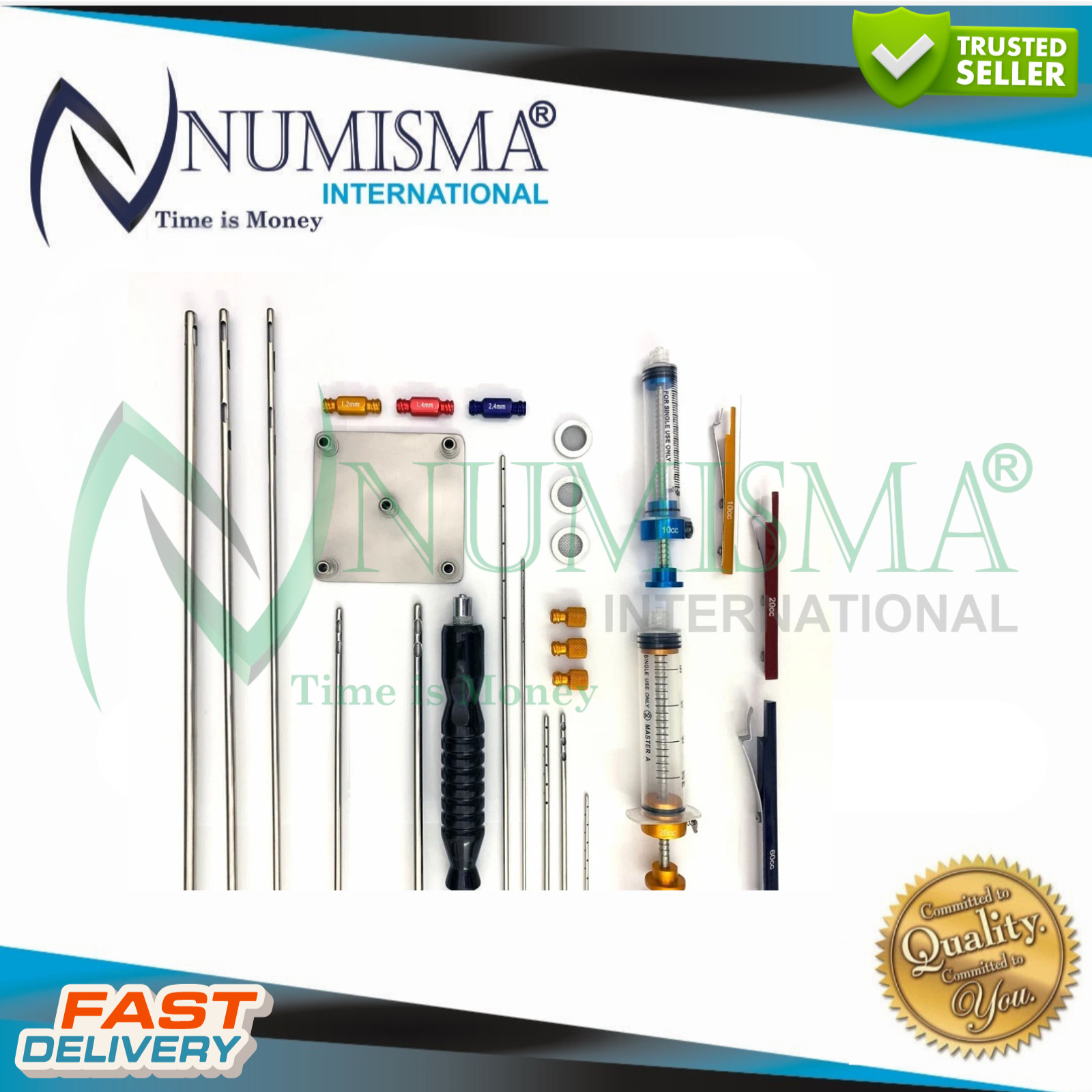 Liposuction Cannulas Fat Grafting Power Handle and Luer Lock 28 Pcs Kit A+