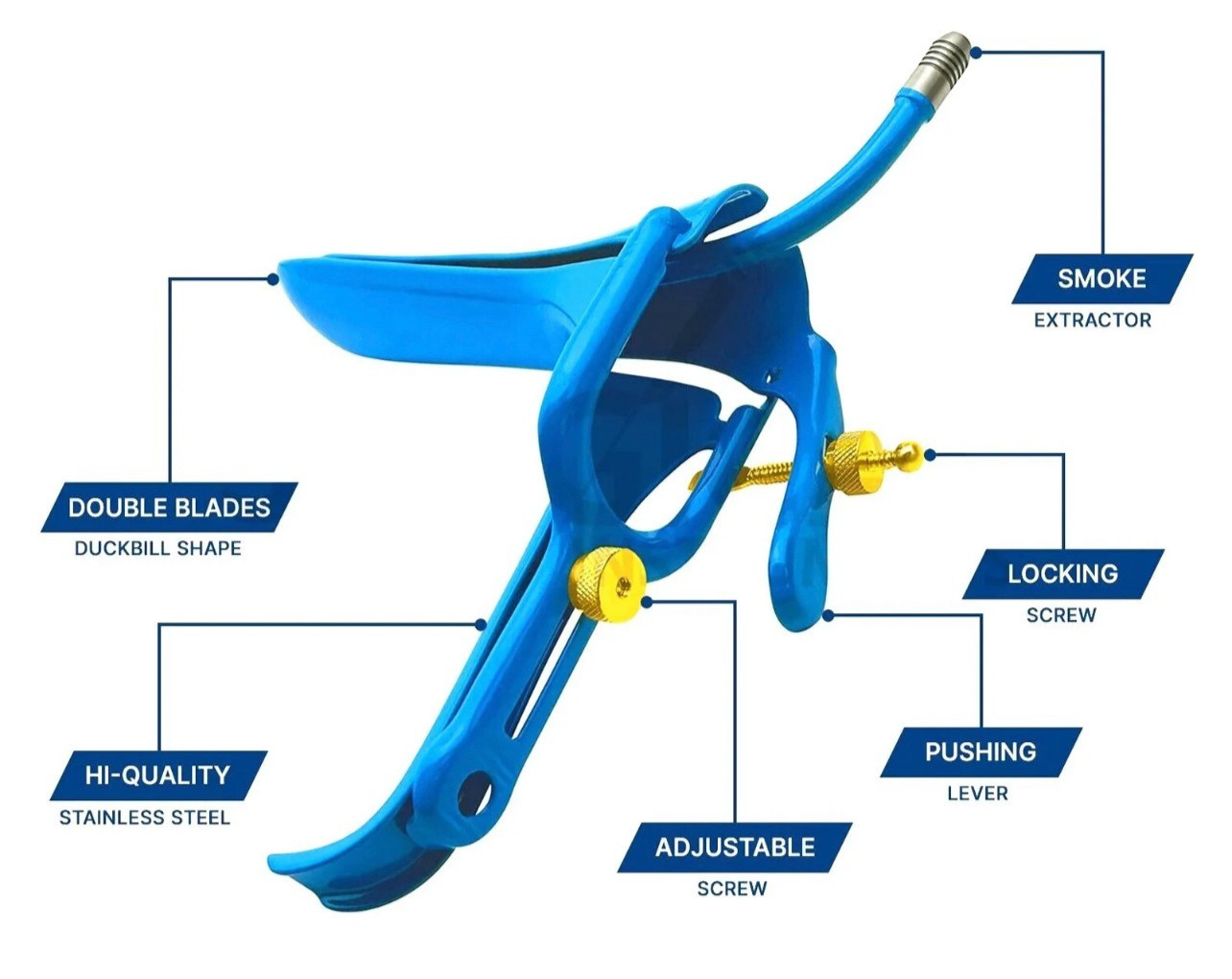 Grave Vaginal Speculum – Blue Teflon Coating W Suction Tube