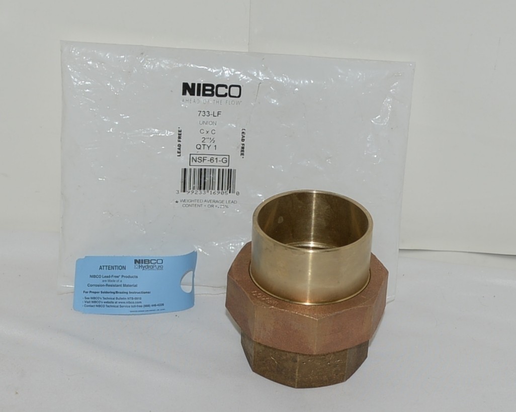 Nibco 733LF 2-1/2 Inch C x C Cast Bronze Union Lead Free Copper Fitting