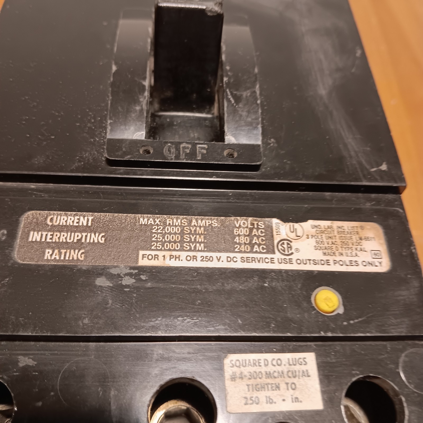Square D KAL36175 175 Amp 3Pole 240VAC Breaker