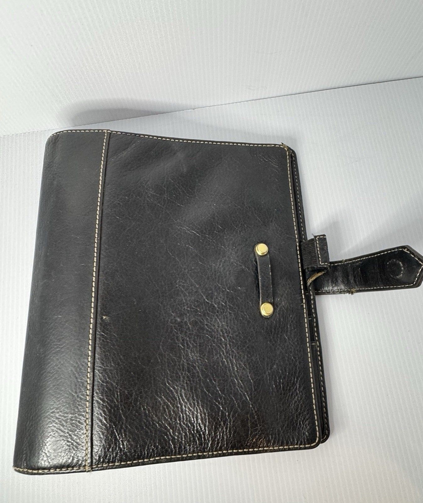 Franklin Covey Leather Planner Classic ORIGINAL Vintage Aurora Collages Black