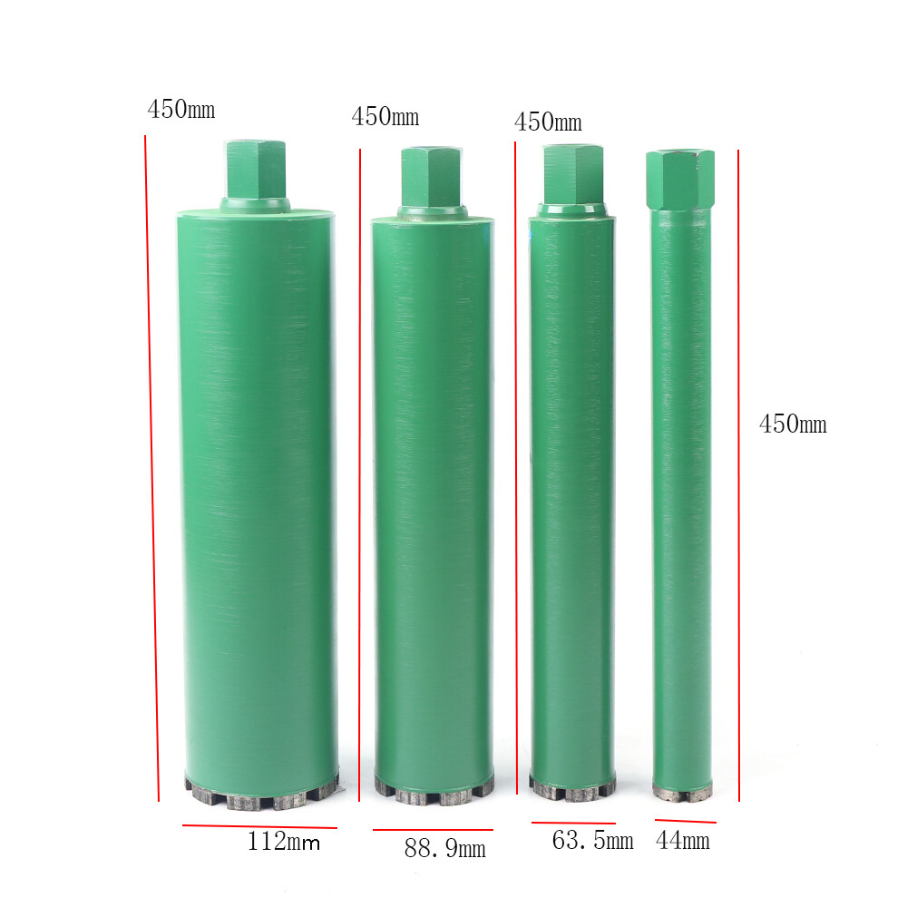 4-Pack Wet Diamond Core Drill Bits 44mm–112mm 450mm Length for Concrete