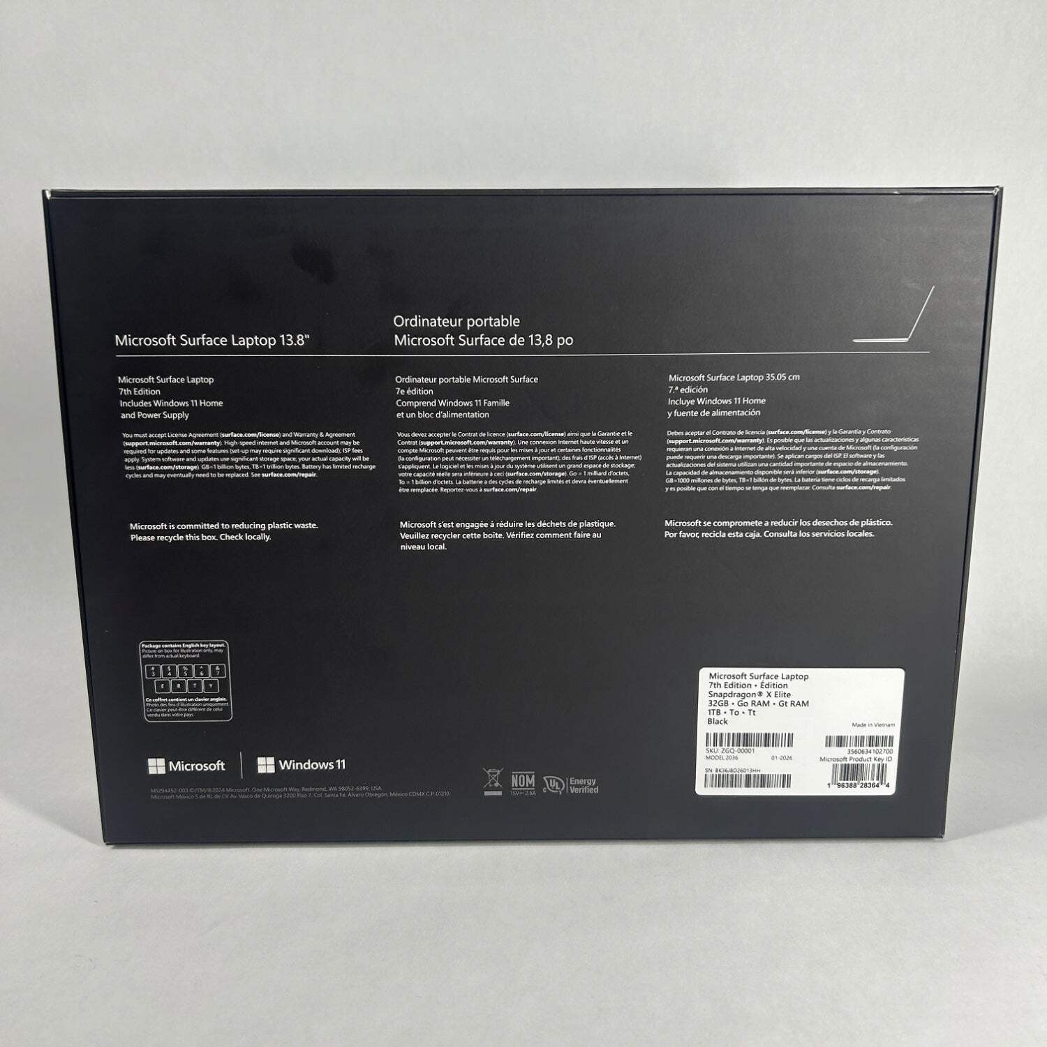 New Microsoft Surface Laptop 7 2036 13.8″ Snapdragon X Elite 32GB RAM 1TB SSD