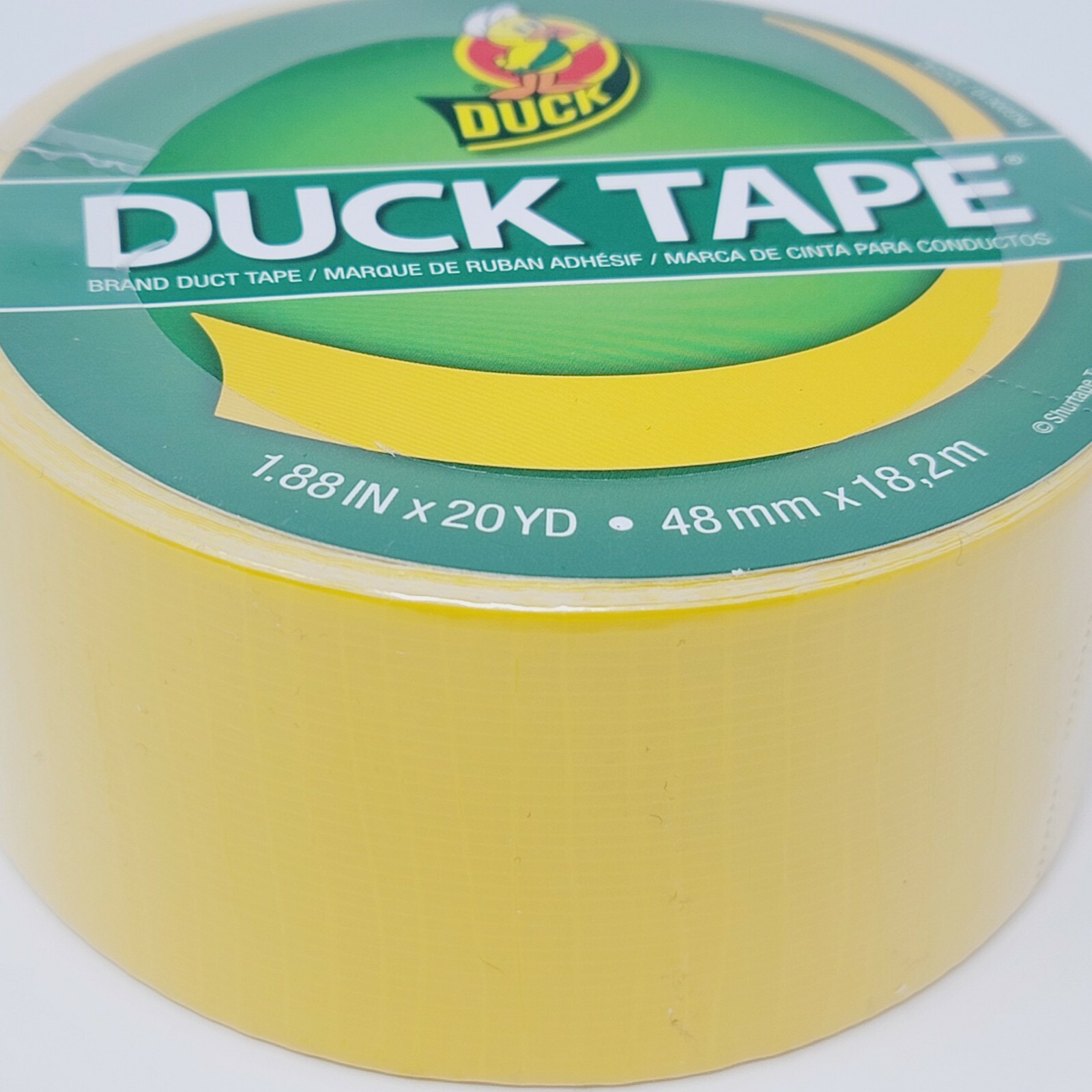 Duck Colored Duct Tape – Yellow – 1.88″ Width x 60 Ft Length, 1 Roll, 3″ Core