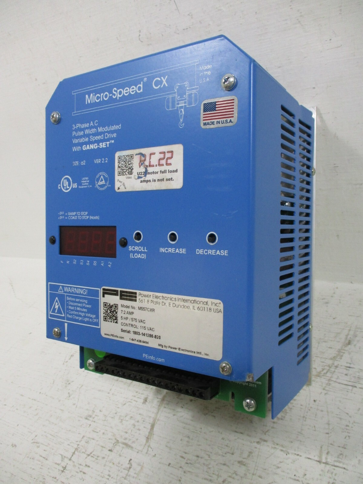 PE Power Electronics M557CXR Micro-Speed CX Variable Speed Drive 5-HP 575V 3PH
