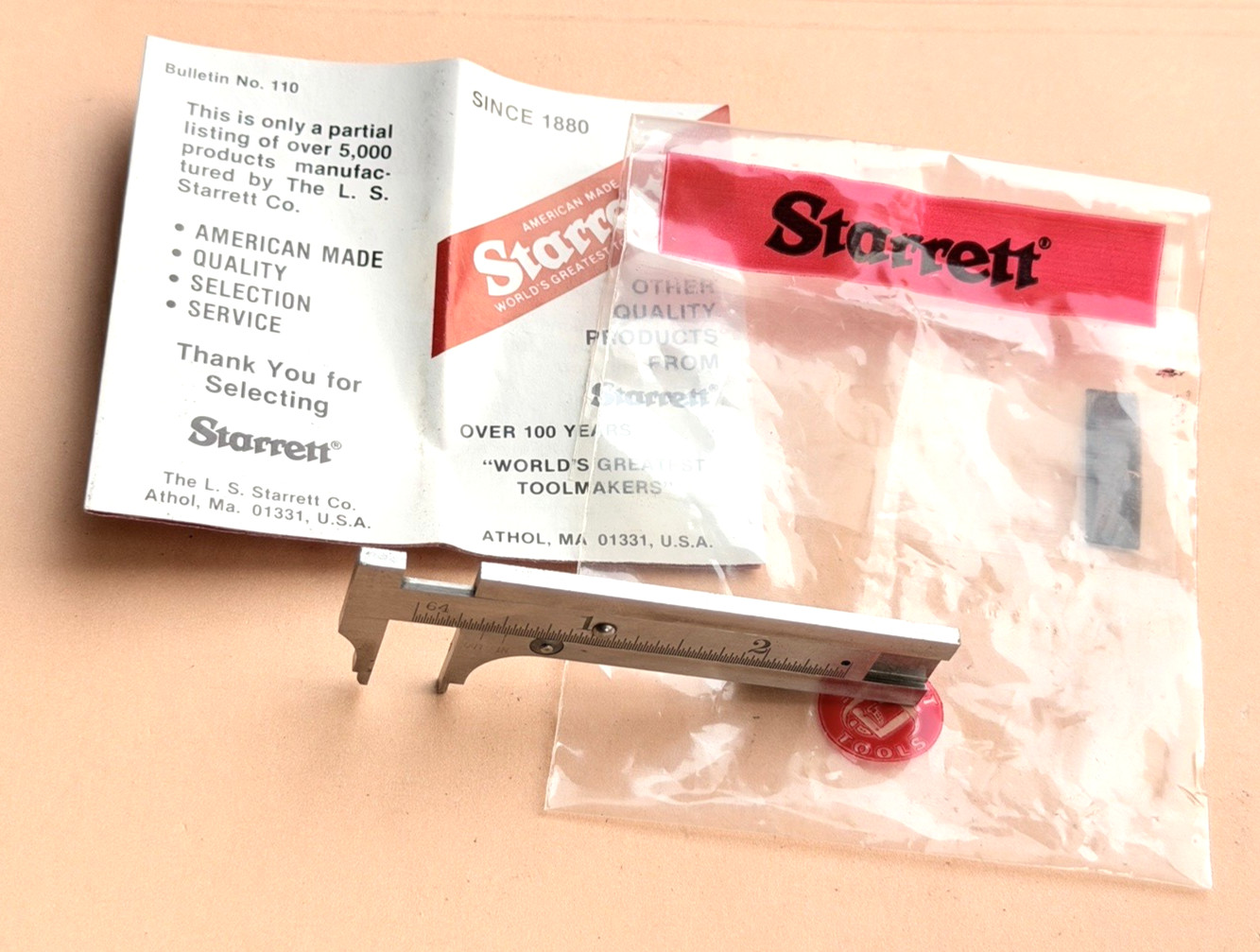 STARRETT No.425-3 3-Inch Steel Pocket Slide Caliper. Made in the USA 🇺🇸!