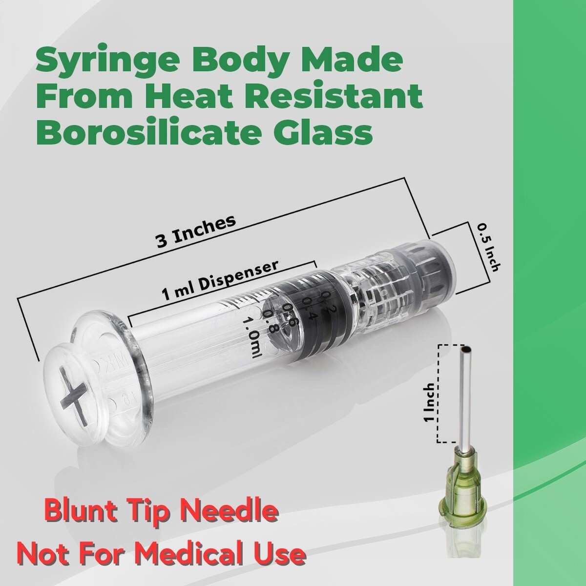 Kopperko 100 Pack 1ml Borosilicate Glass Luer Lock Syringes – Heat Resistant