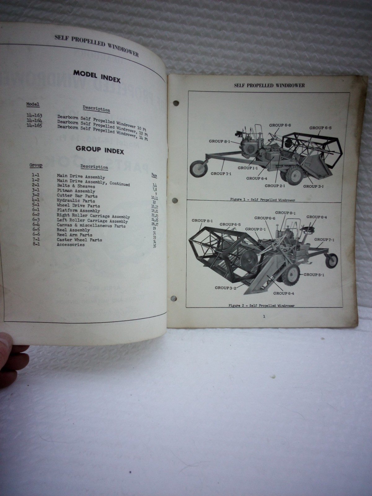 Ford Dearborn Windrower self-propelled Parts Book Model 14-163 164 165