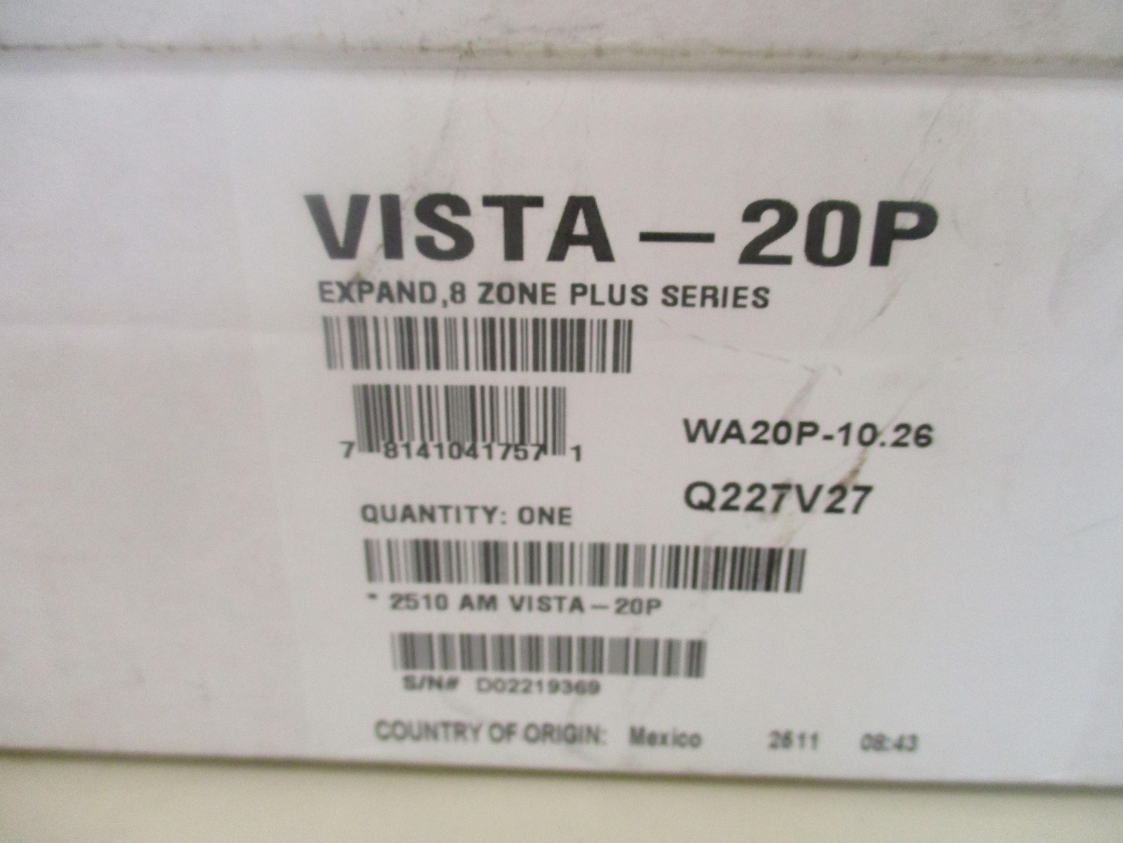 Honeywell VISTA-20P Alarm Control Panel, Programming Guide & Backup Battery