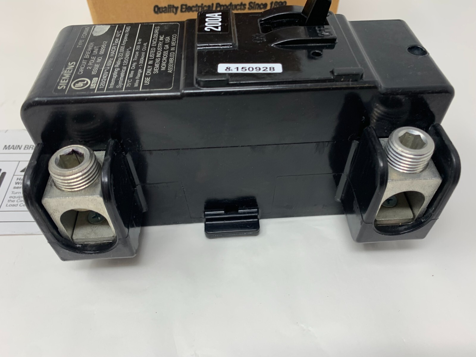 Siemens Murray MBK150A 150A 2P 120/240V Load Center Main Breaker Type M2