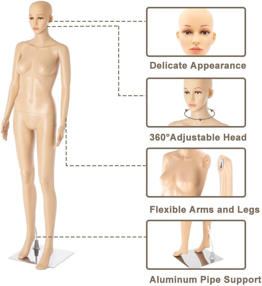 Full Body Female Mannequin Realistic Display Mannequin with 360°Adjustable Head