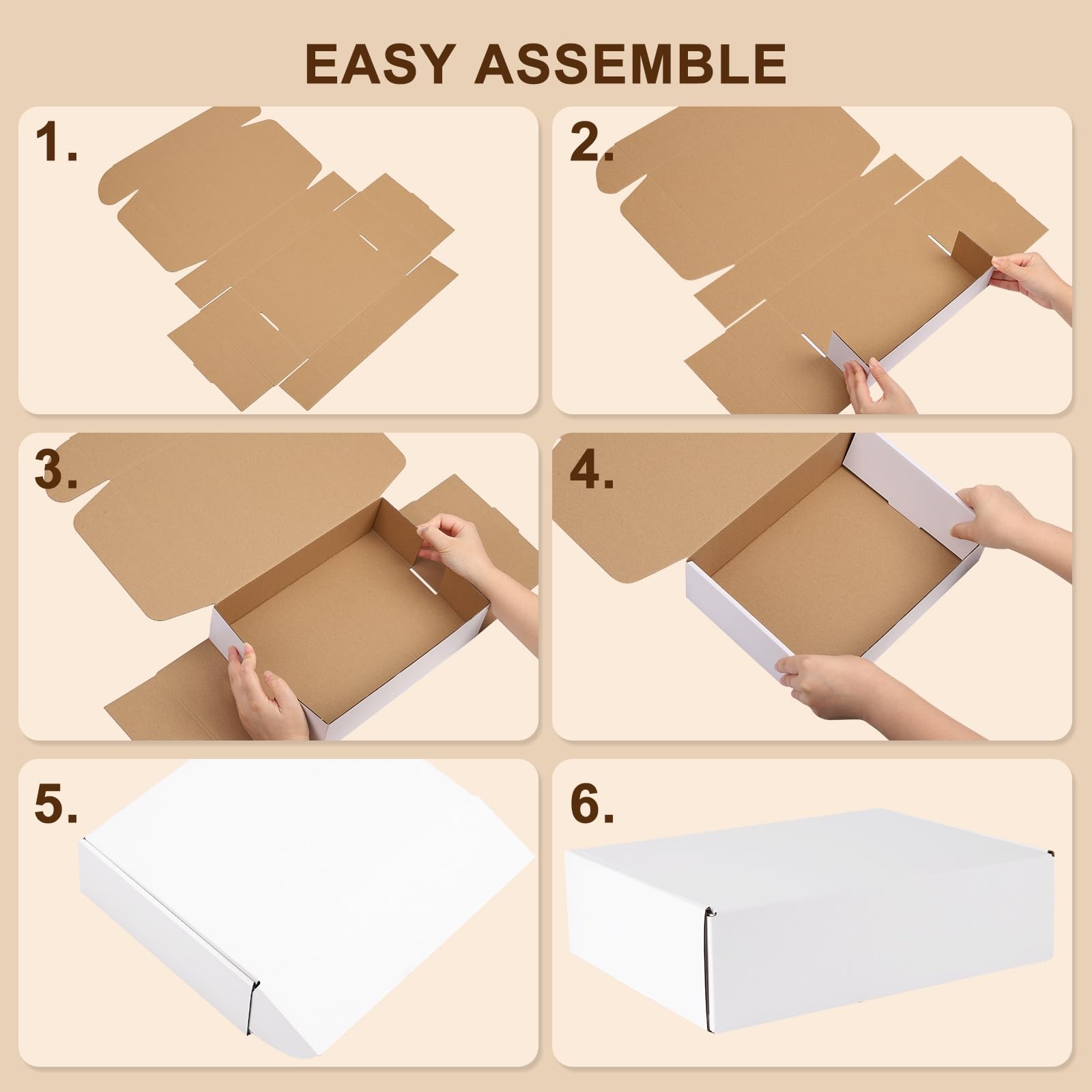 Hguba 9x6x3 Inches Shipping Boxes Set of 50, White 9*6*3INCH, WHITE