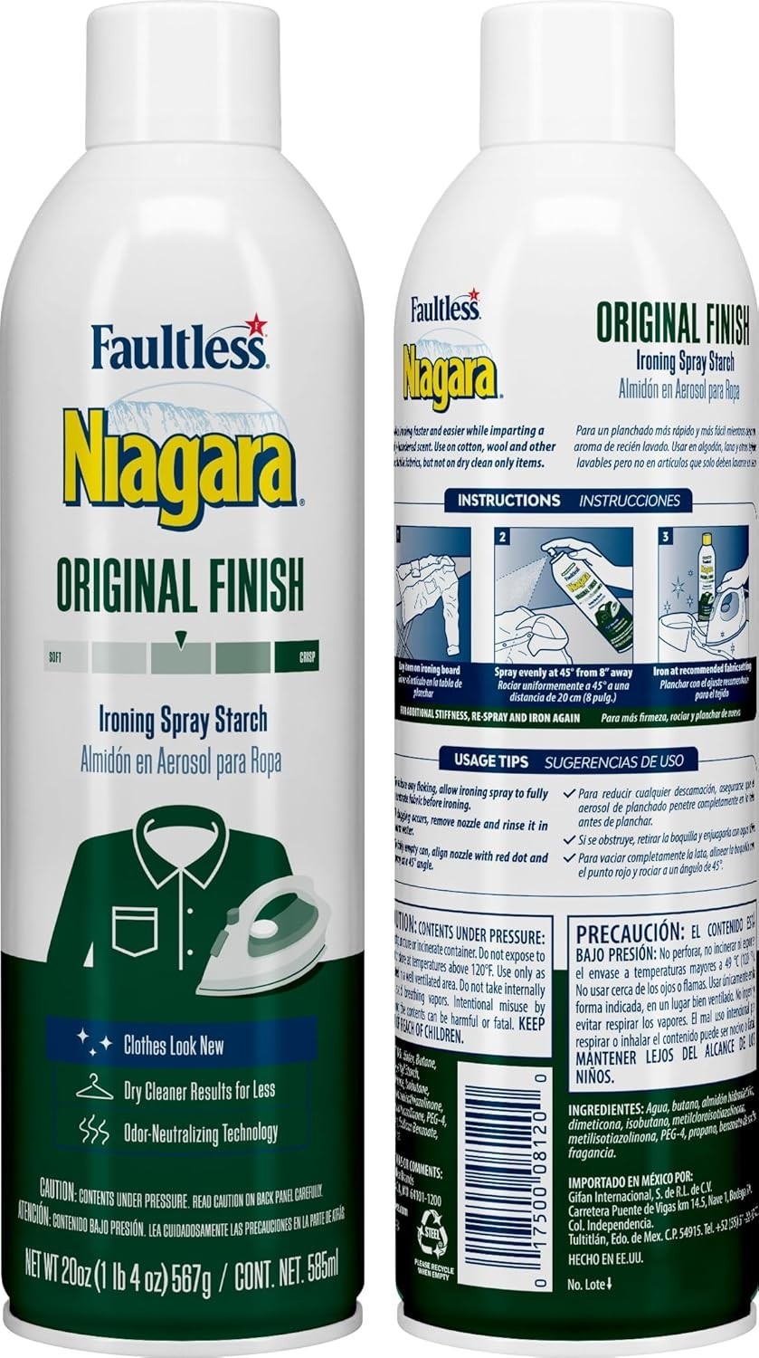 Hold Spray Starch for Clothes, Wrinkle Remover & Ironing Aid with Fresh Scent…