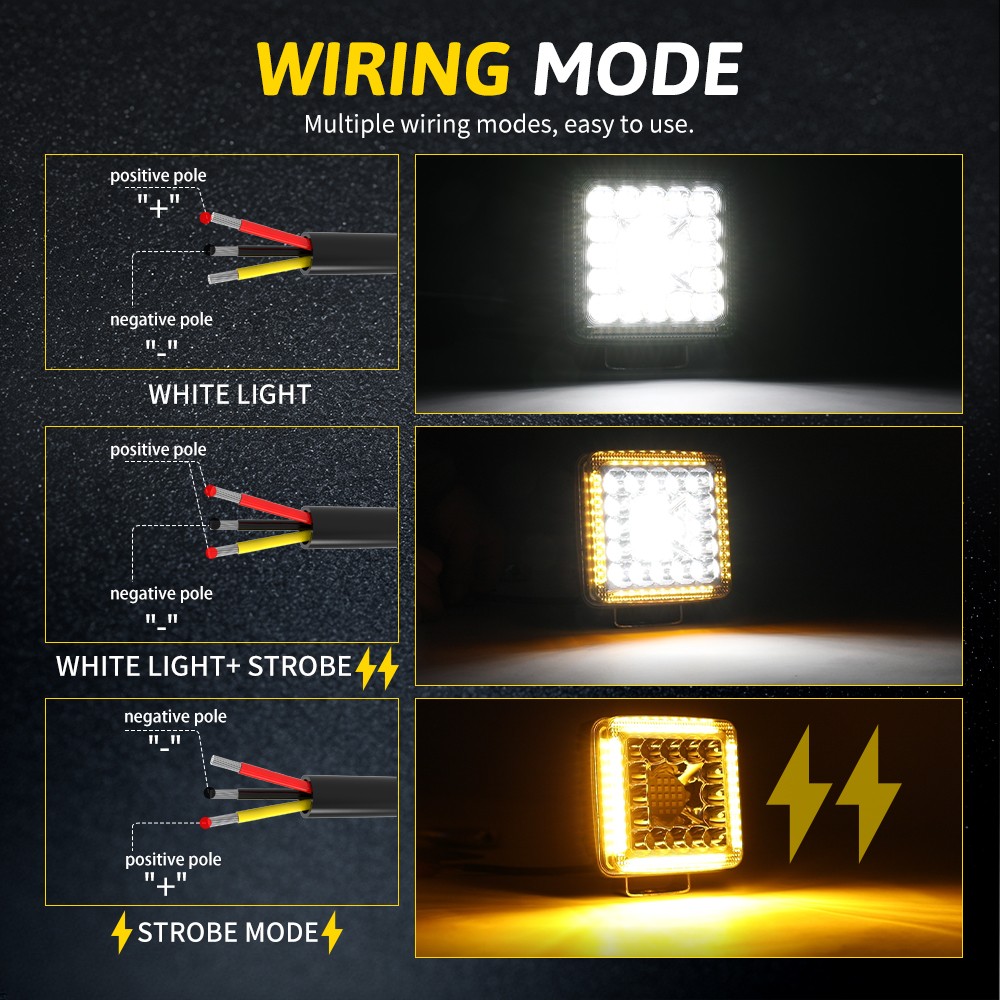 2pcs LED Work Light Flood Lamp 12V 24V for Tractor Truck Dozer Excavator ATV UTV