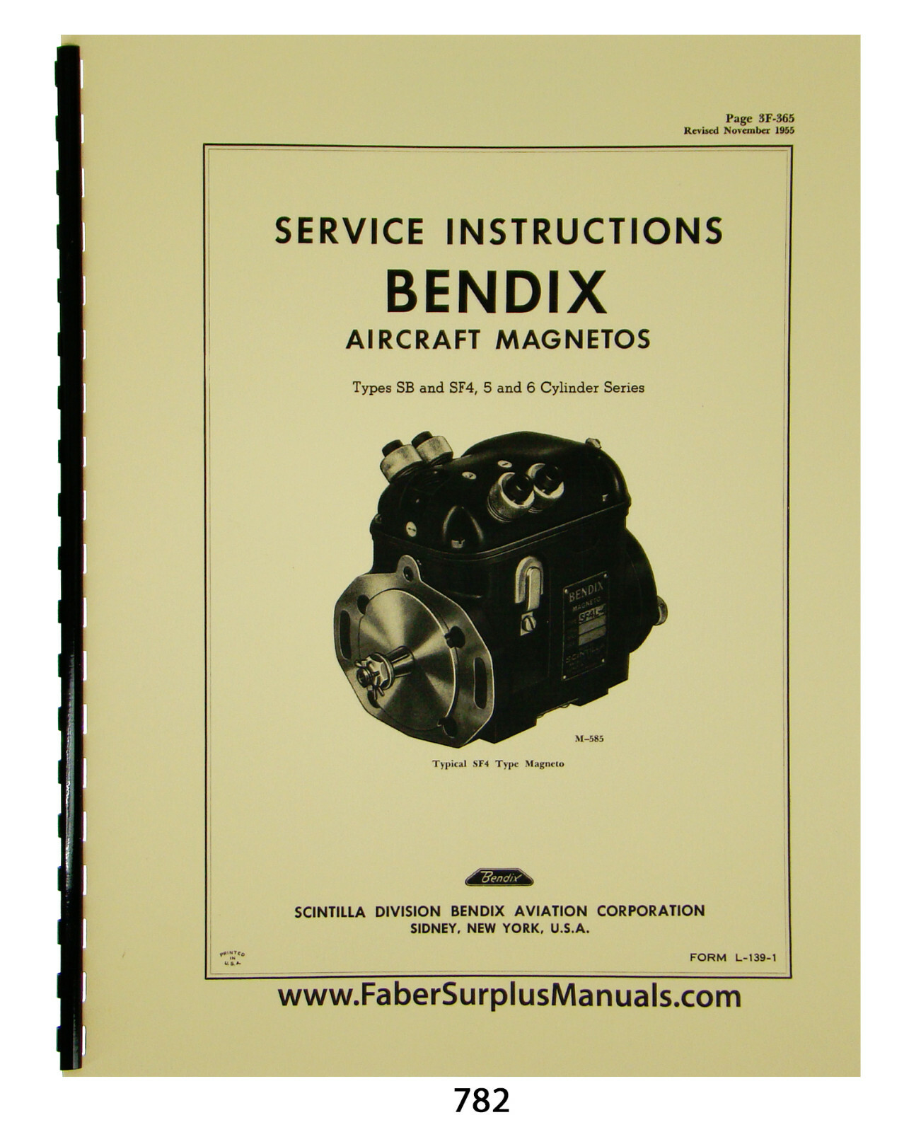 Bendix Scintilla SB, SF Series Magnetos Service Instructions Manual #782